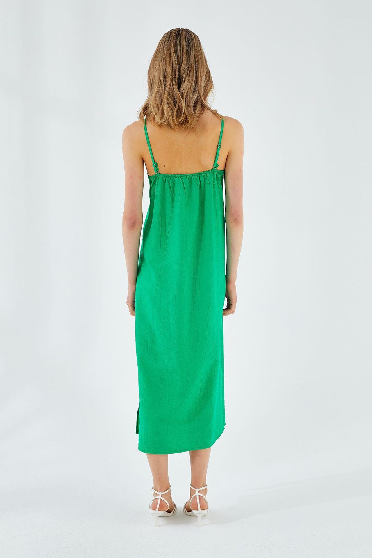Mixray V-Neck Slit Midi Dress 6