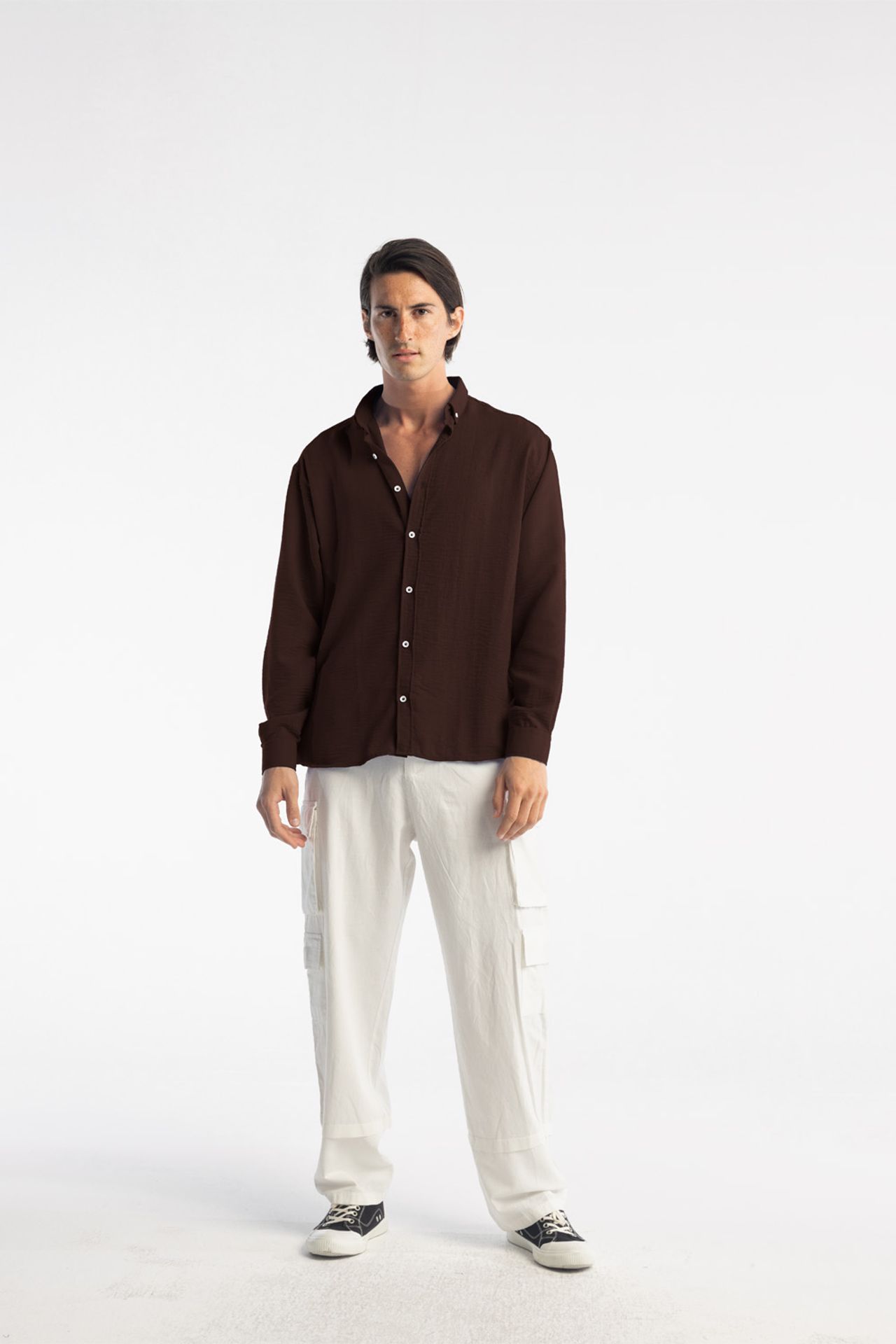 GIESTO Oversized Button-Up Long Sleeve Shirt 1