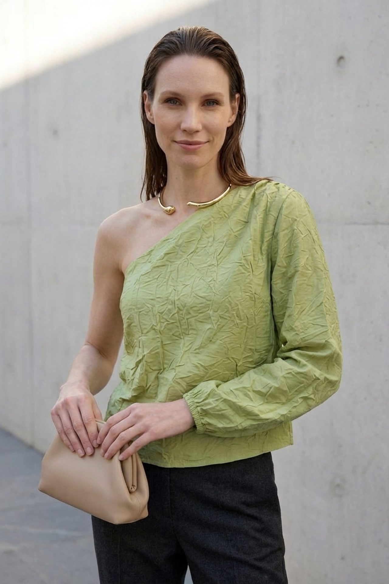 MY FASHION Off-Shoulder Cut-Out Cotton Poplin Blouse 3