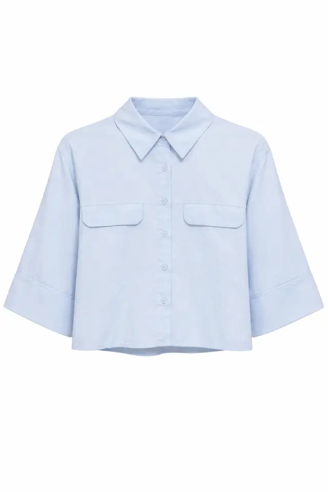 Mixray Short Sleeve Crop Poplin Shirt
