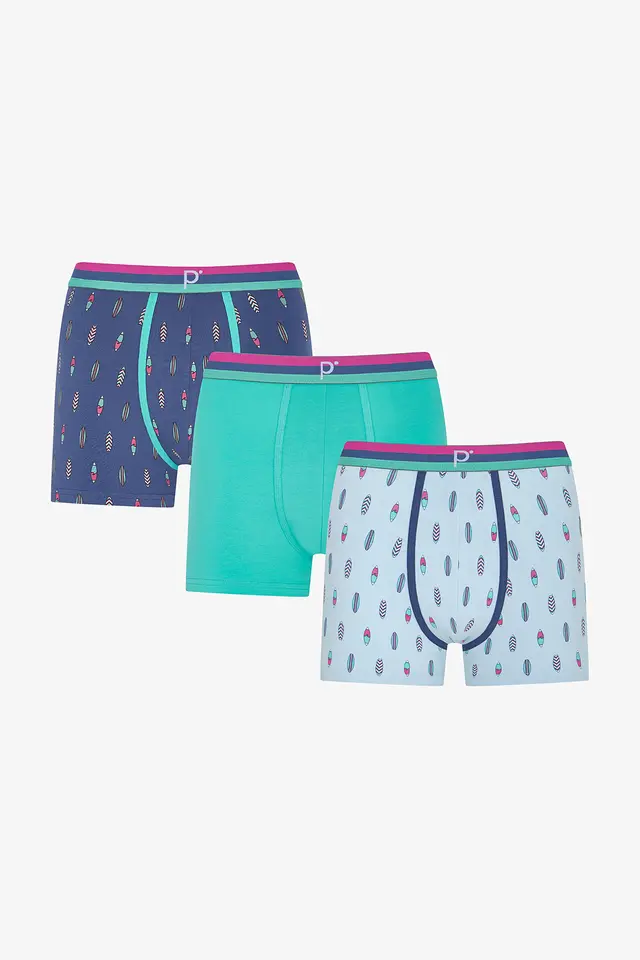 PENTI Men's Tropic Mix Sea Pattern 3-Pack Boxers
