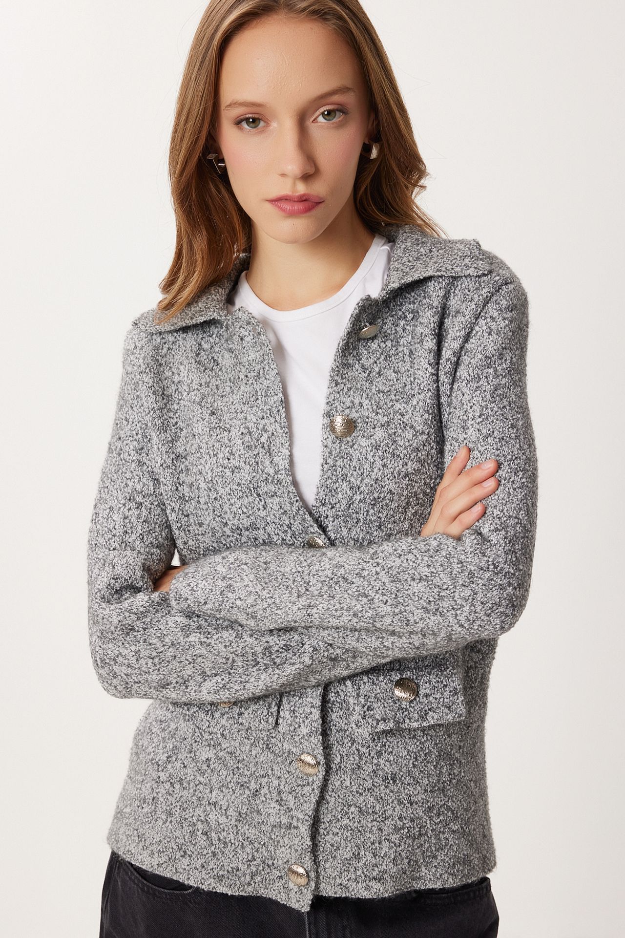 ISTANBUL Textured Button Detailed Cardigan 3