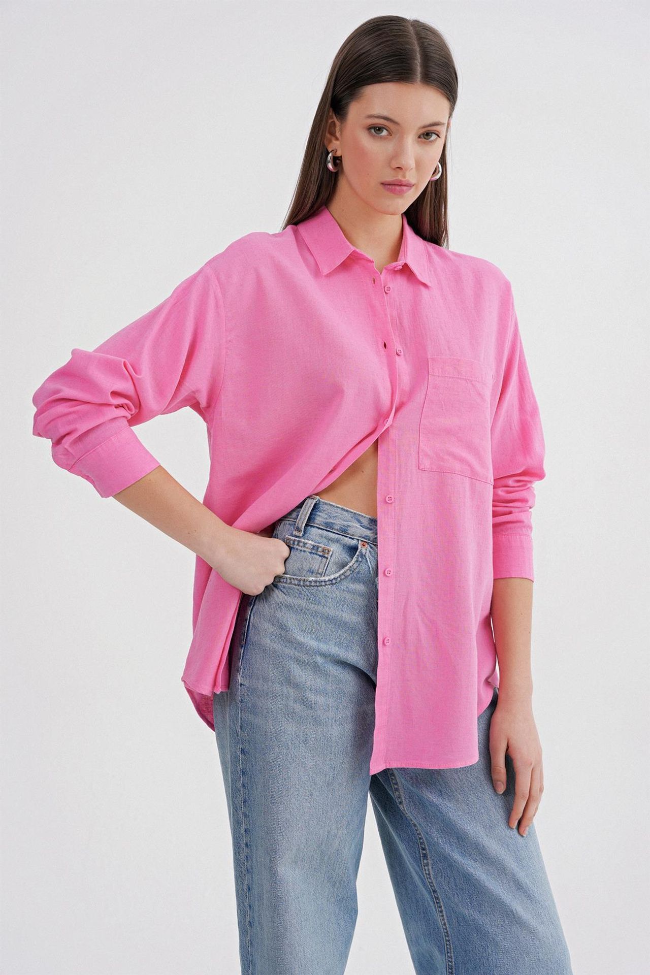 Mixray Oversize Linen Blend Shirt 3
