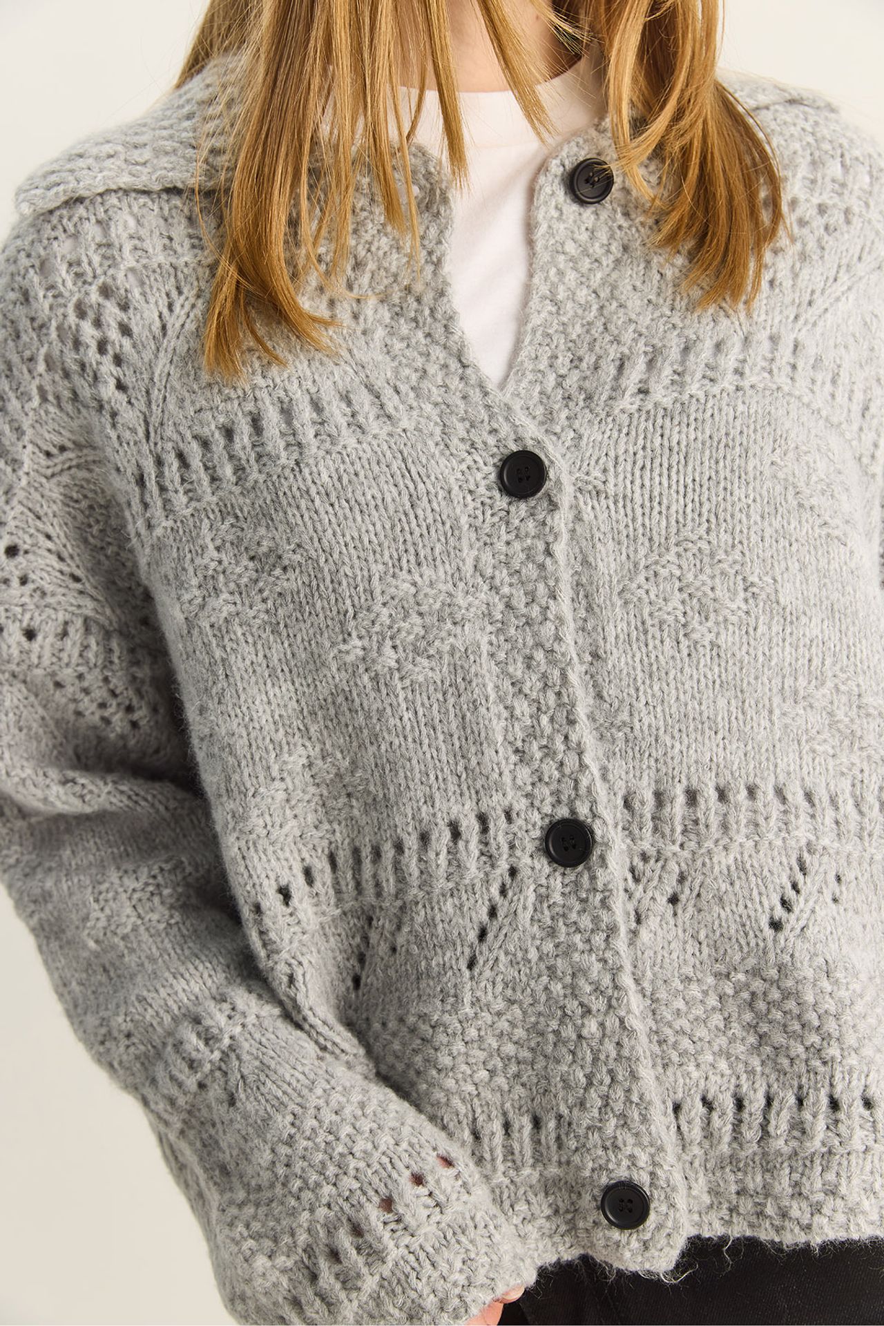 LUCCI Textured Polo Collar Button Cardigan 6