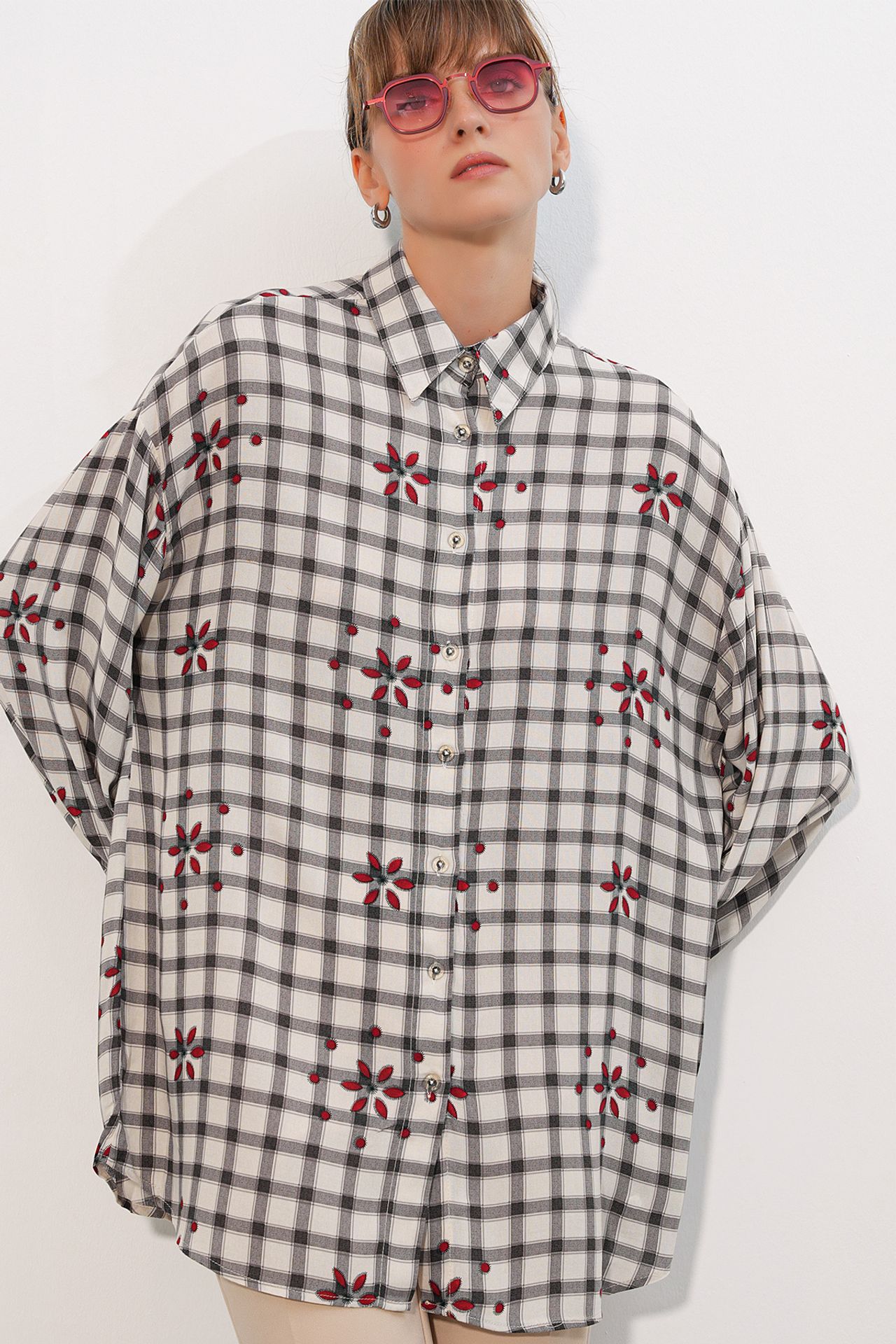 BDART Oversize Ekose Krep Gömlek 3