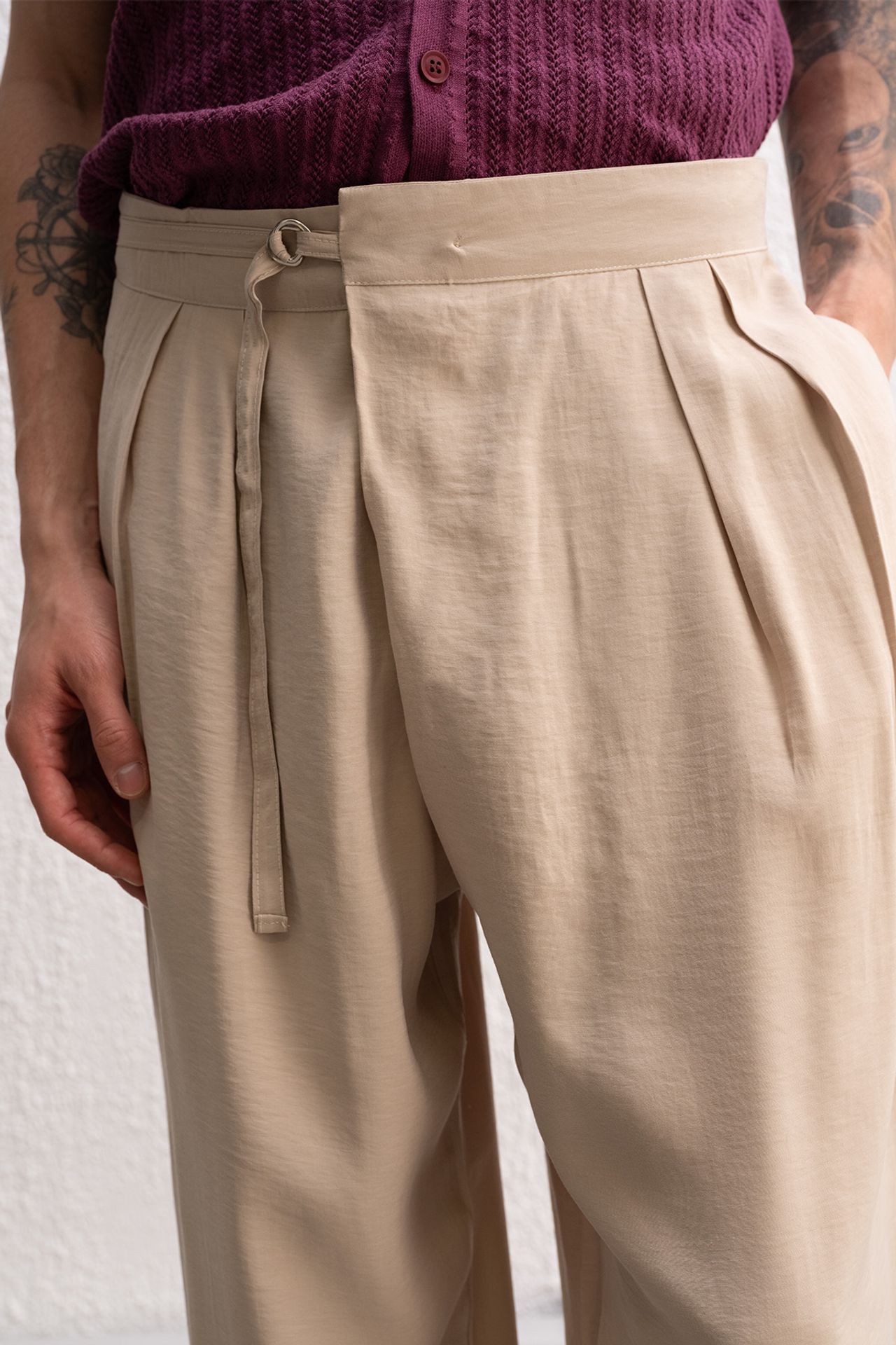 GIESTO Men's high-waist wide-leg knit pants 4