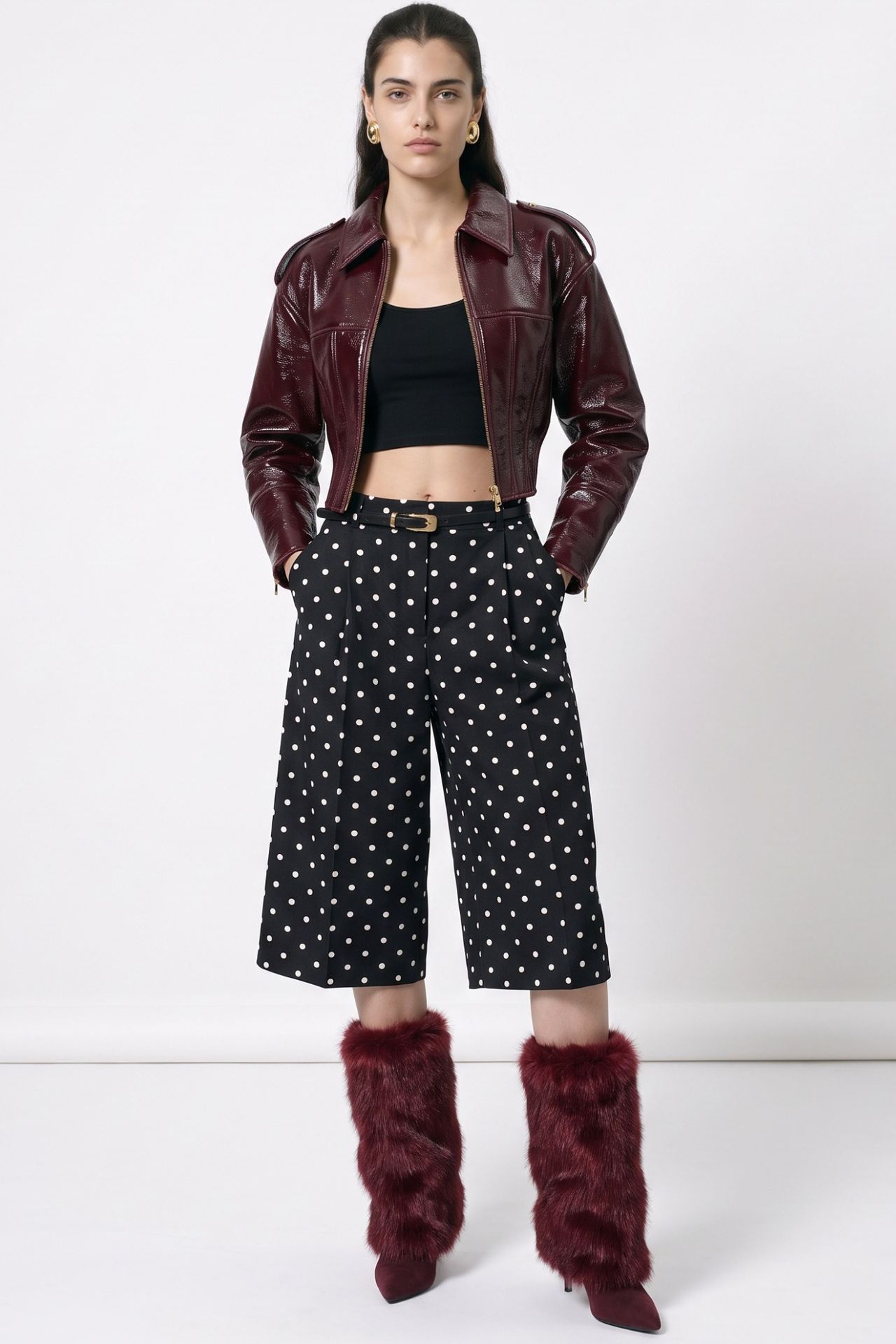 PUCKA High-Waist Polka Dot Capri Shorts