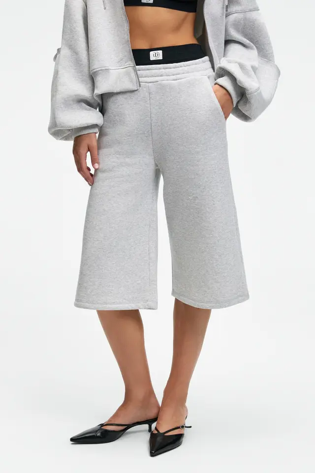 GRIMELANGE High Waist Wide Leg Sweat Shorts