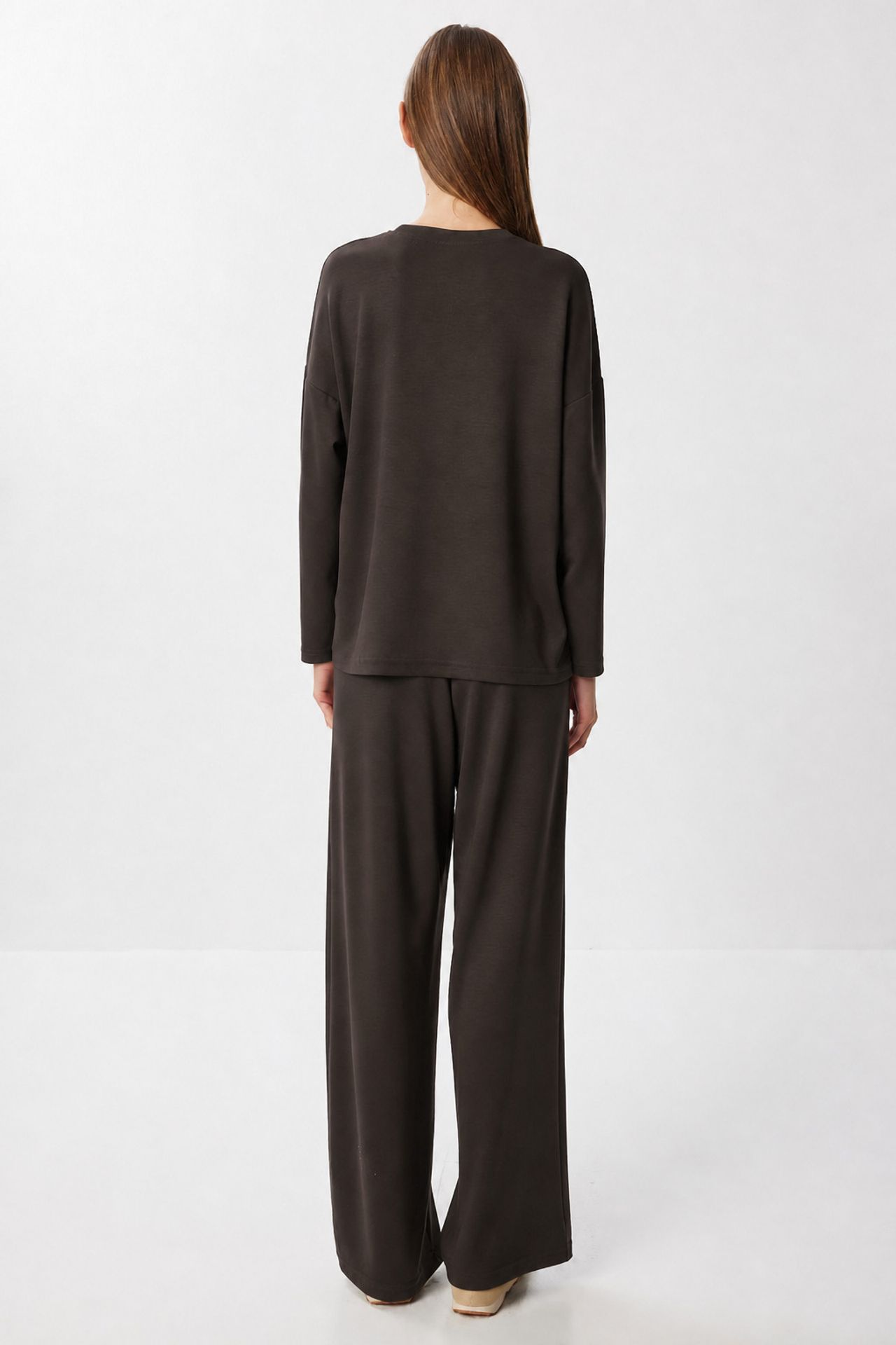 ISTANBUL Wide Leg Two-Piece Set with Crew Neck Blouse 8