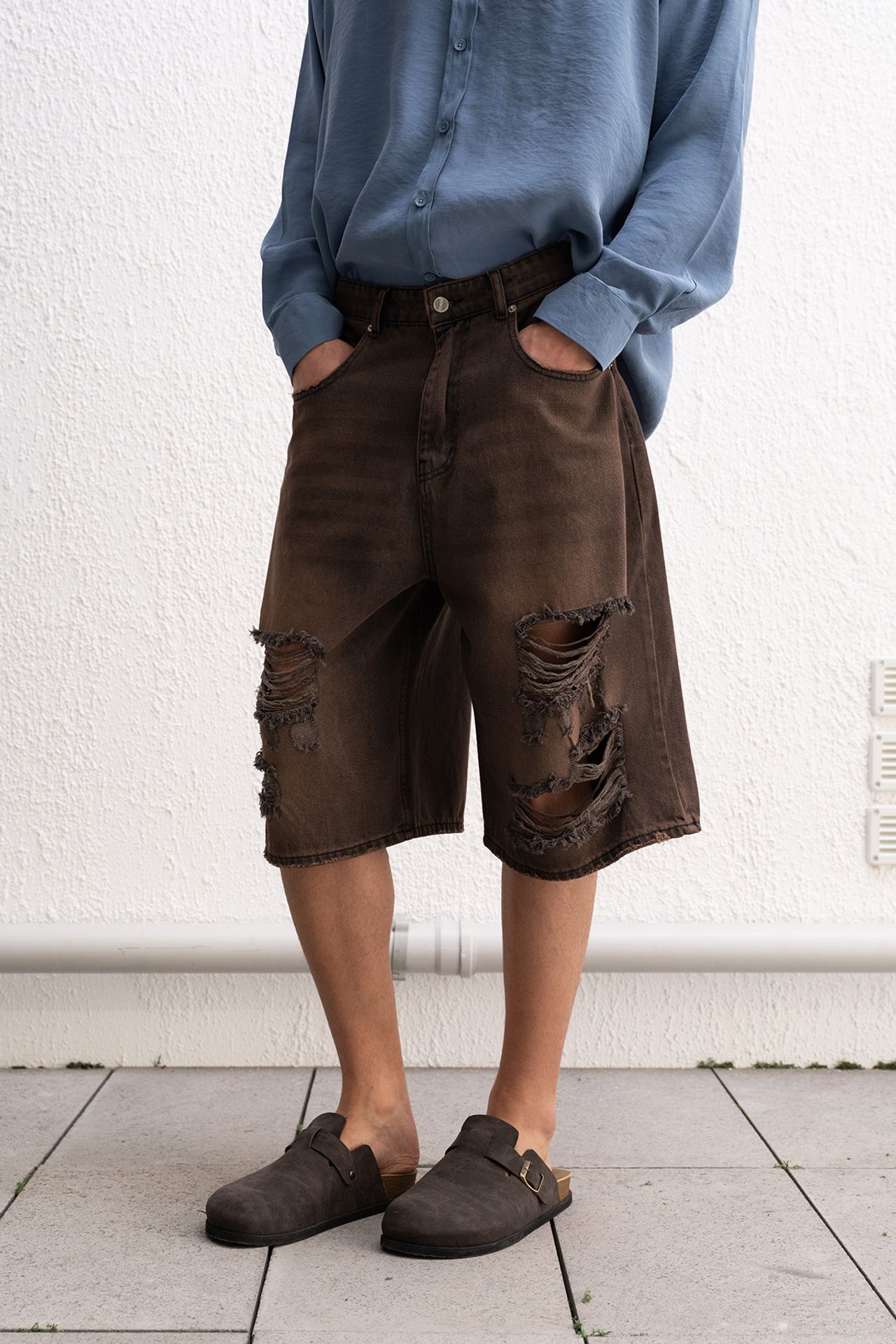 GIESTO Destroyed Denim Shorts 4