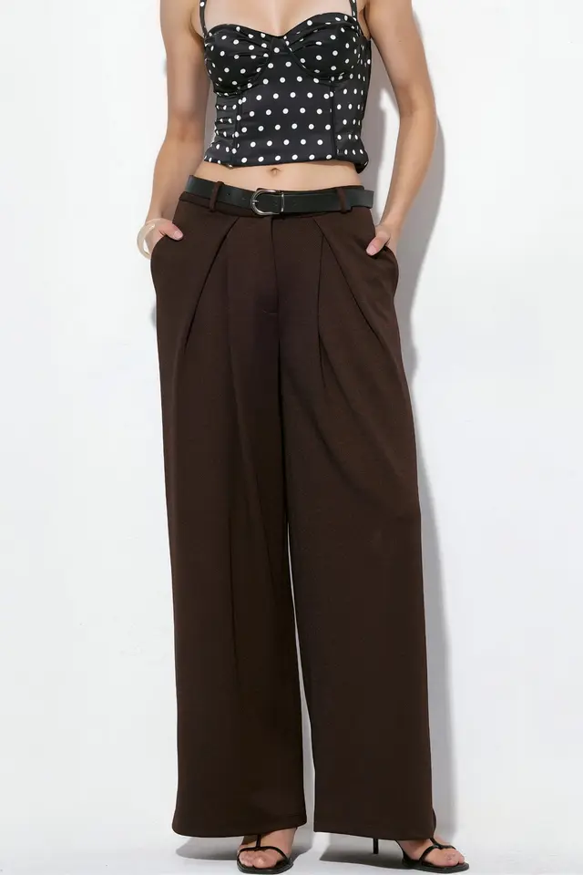 BUSEM High-Waist Wide-Leg Crepe Trousers With Belt