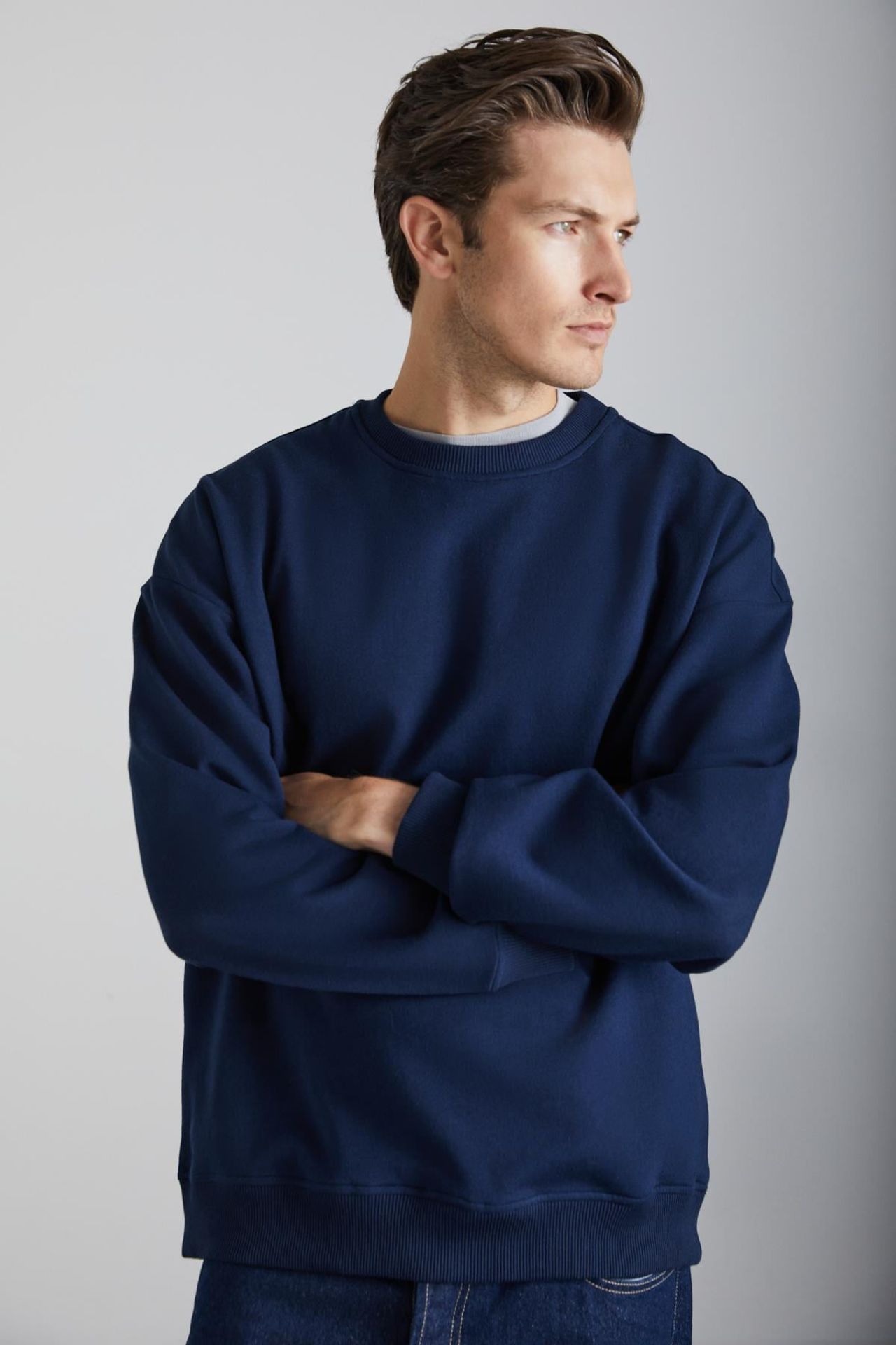 GRIMELANGE Bol Kesim Fitilli Bisiklet Yaka Sweatshirt 4