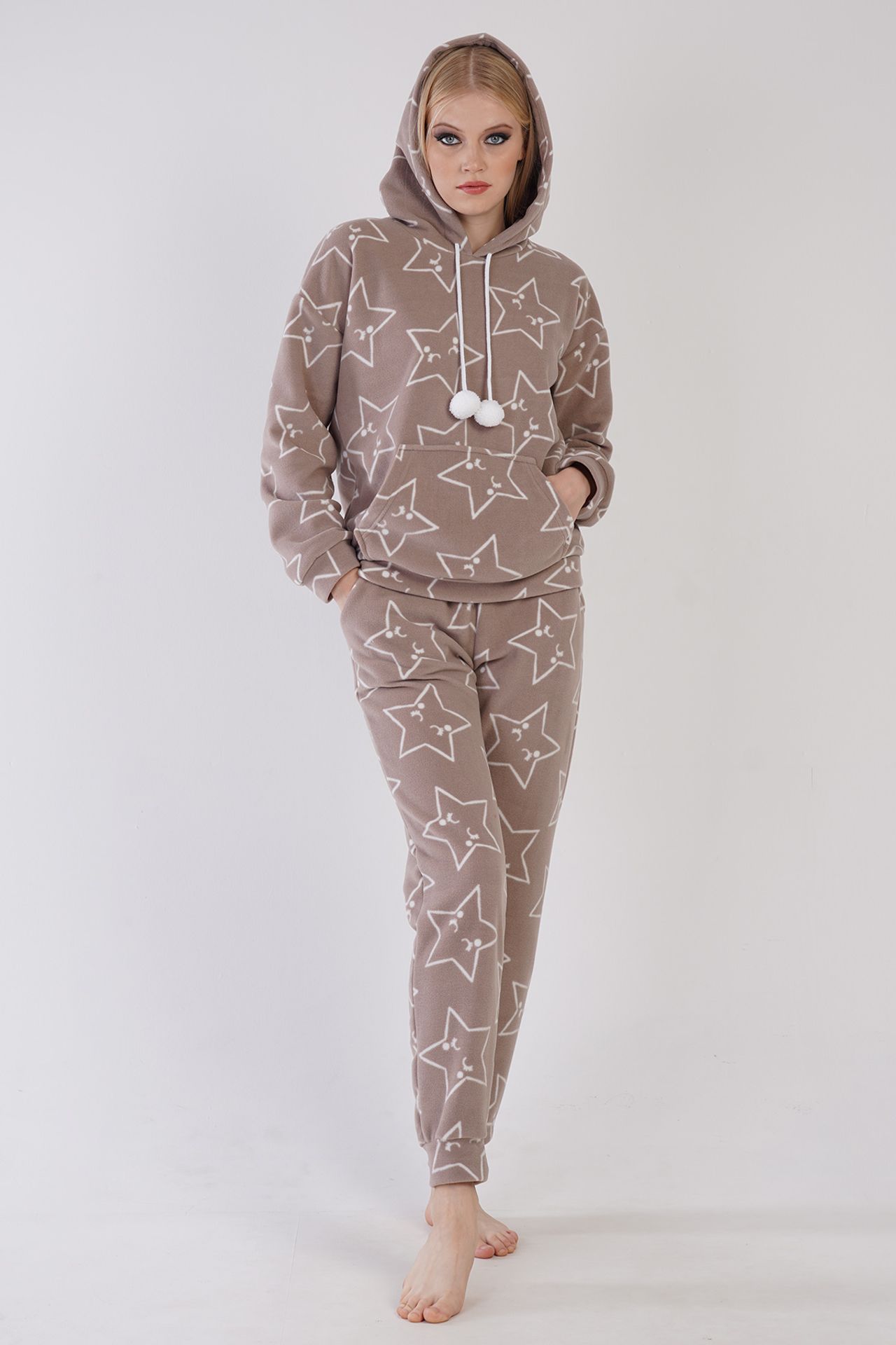 YAKE Kapüşonlu Yıldızlı 2 Parçalı Pijama Takımı 2