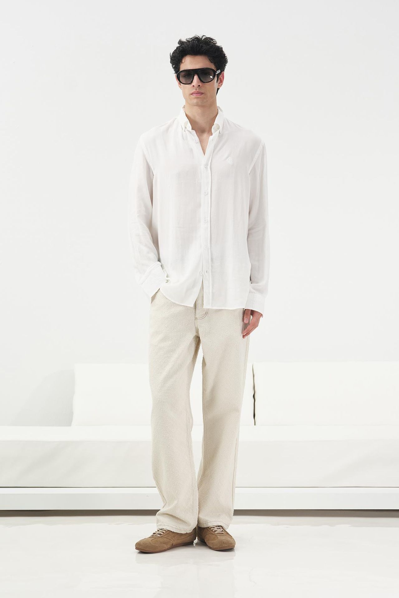 GIESTO Solid Button-Up Tencel Shirt 1