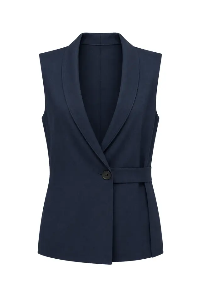 MIXRAY Belted Cotton-linen Waistcoat