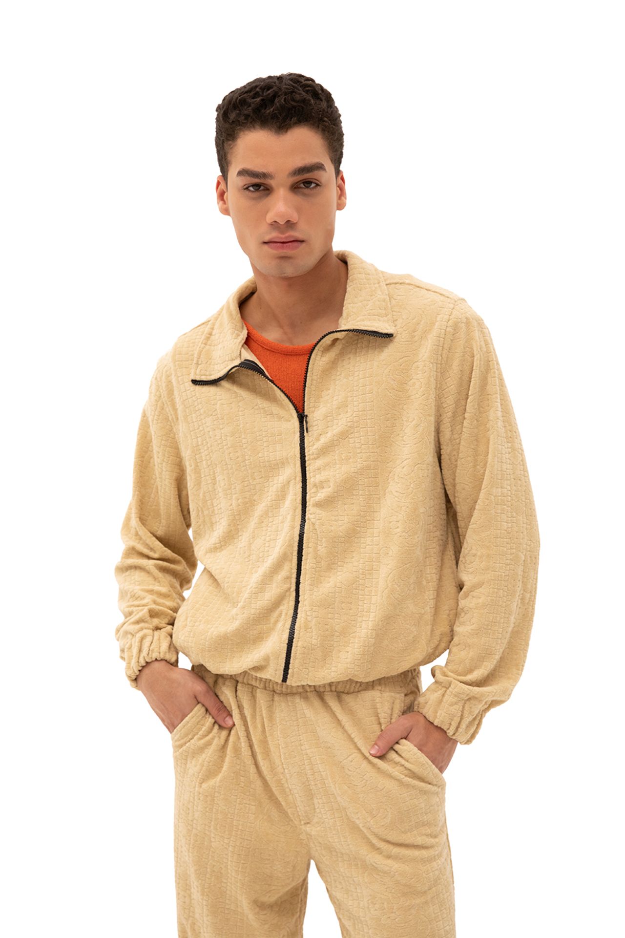 GIESTO Men's velvet zip-front sweatshirt 2