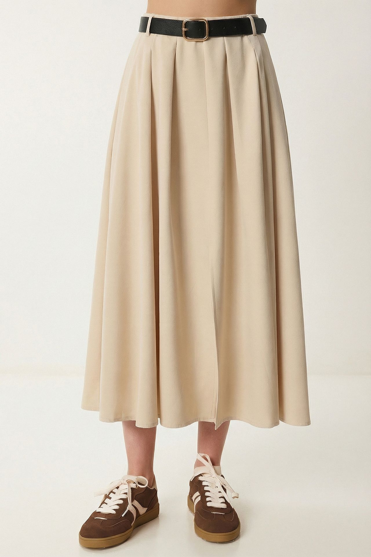 ISTANBUL Belted High Waist Midi Skirt 3