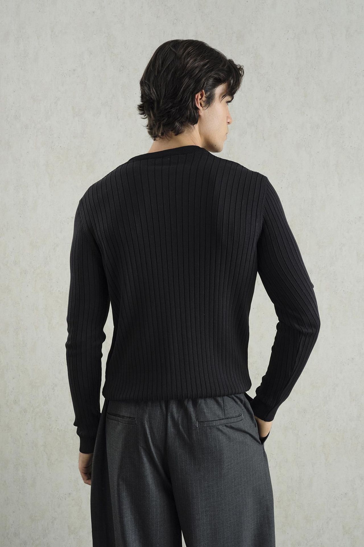 GIESTO Ribbed Crew Neck Long-Sleeve Button T-Shirt 3