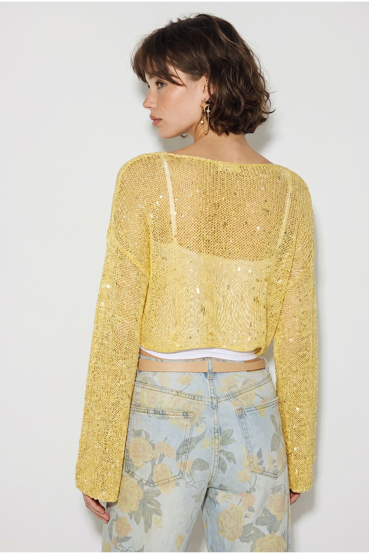 LUCCI Loose Sequin Knit Crop Top 5
