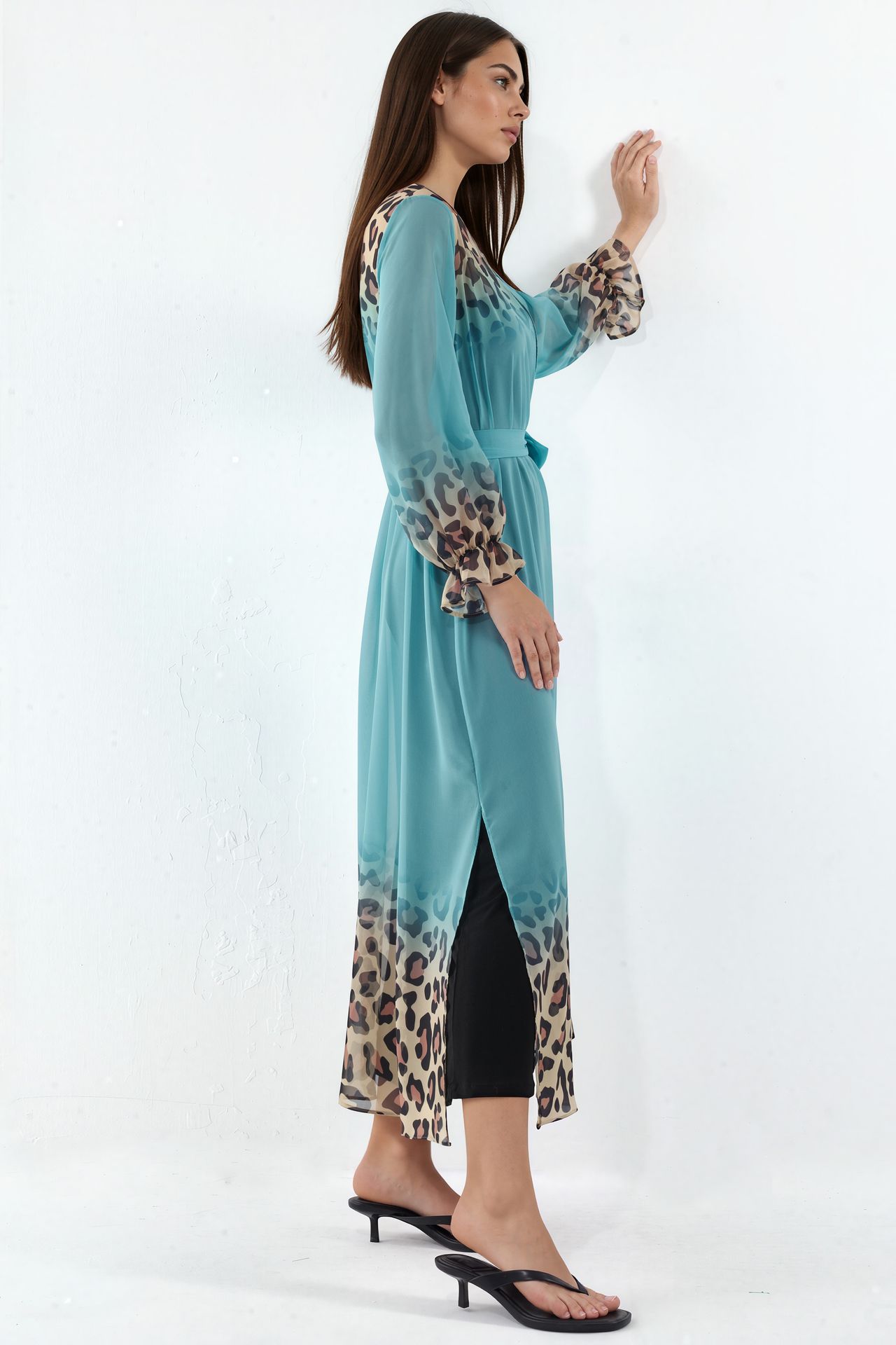 MSN Printed Maxi Chiffon Belted Cover-Up