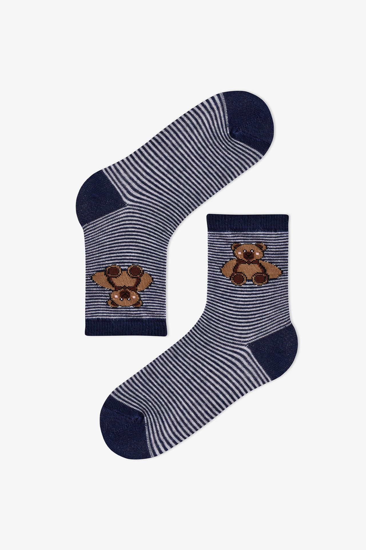 PENTI Boys' Teddy Bear Patterned 2-Pack Crew Socks 3