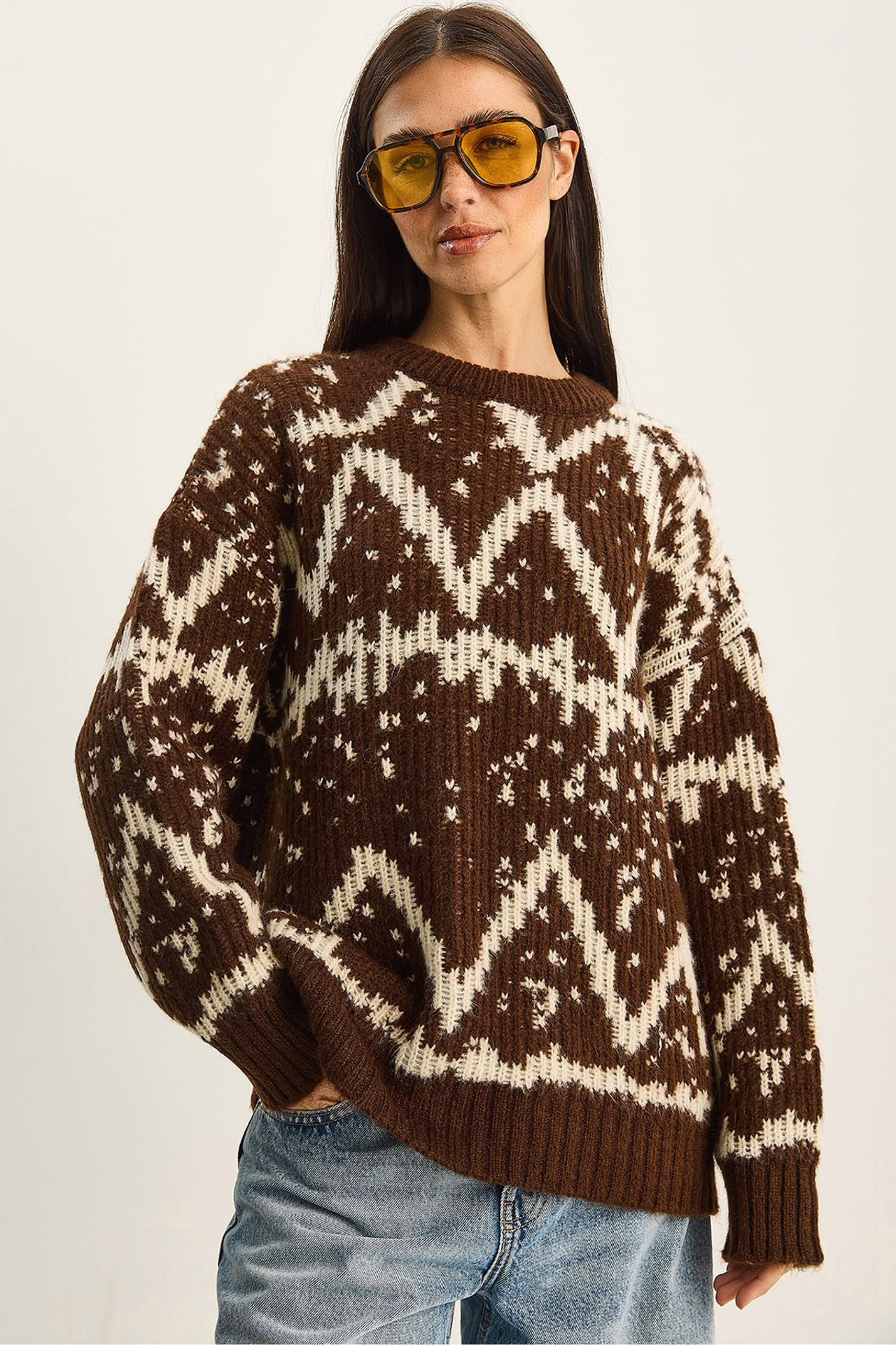 LUCCI Oversized Ethnic Knit Sweater 1