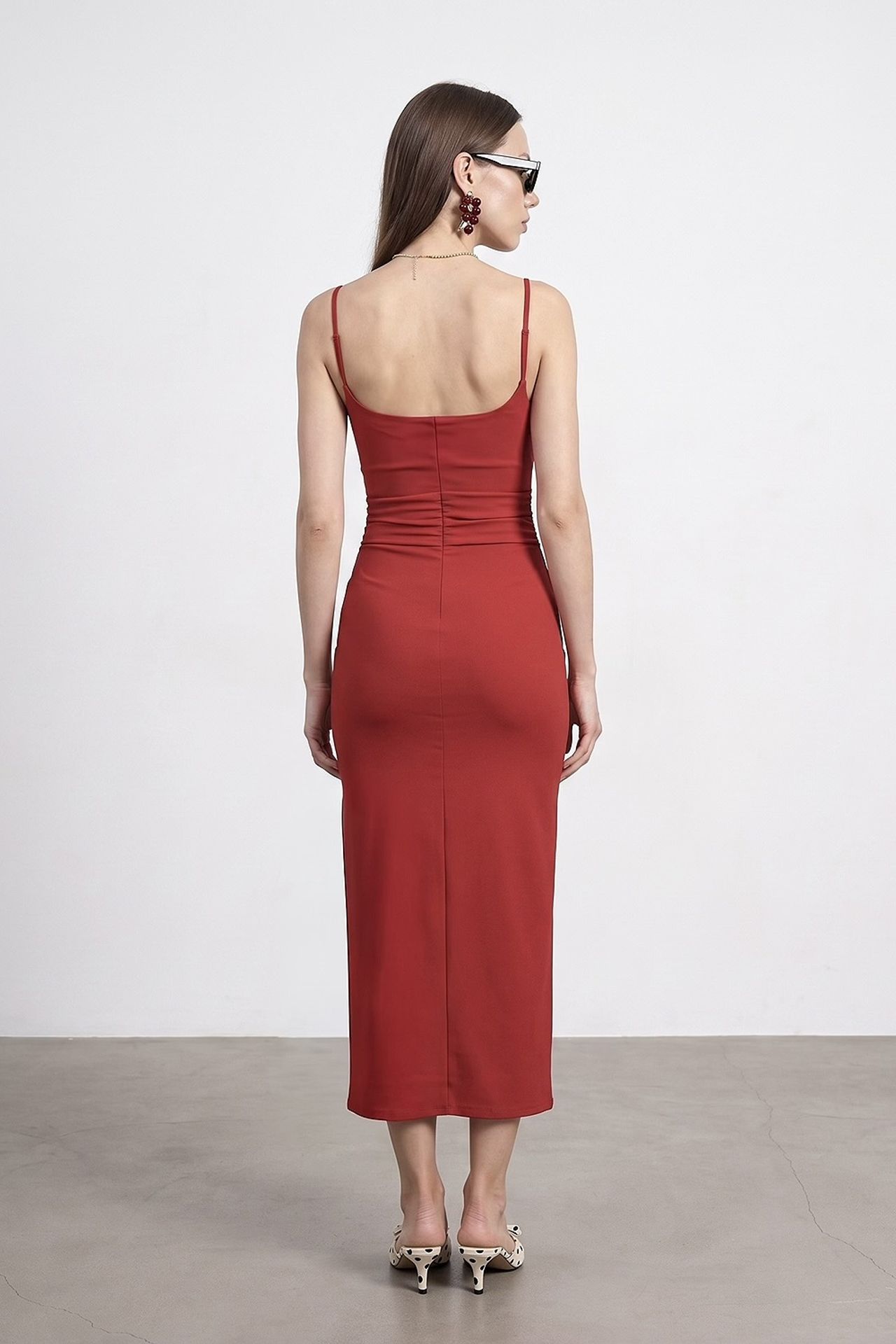 DILVIN Kadın Kolsuz Bodycon Midi Elbise 2