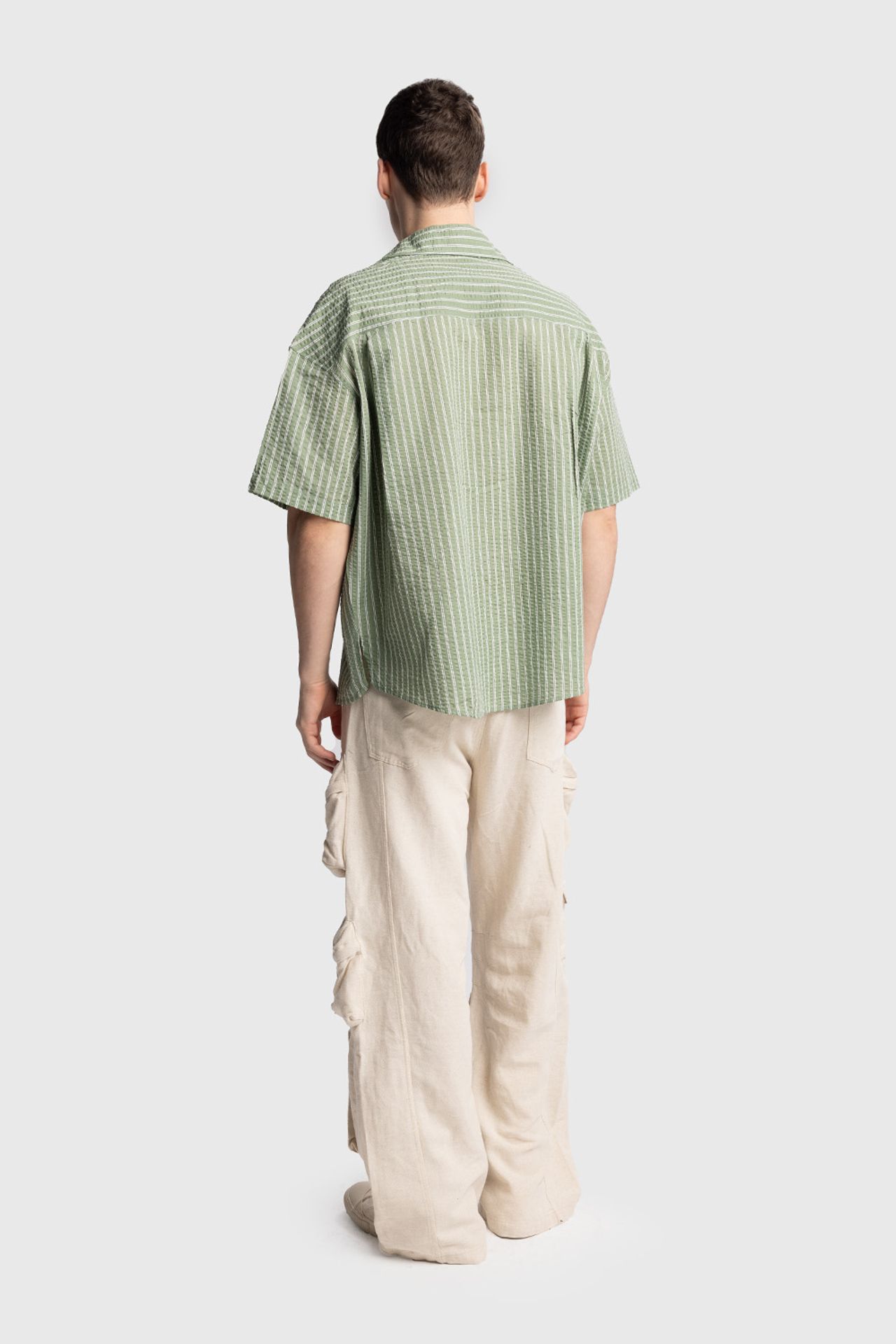 GIESTO Textured Striped Short Sleeve Shirt with Pocket 4