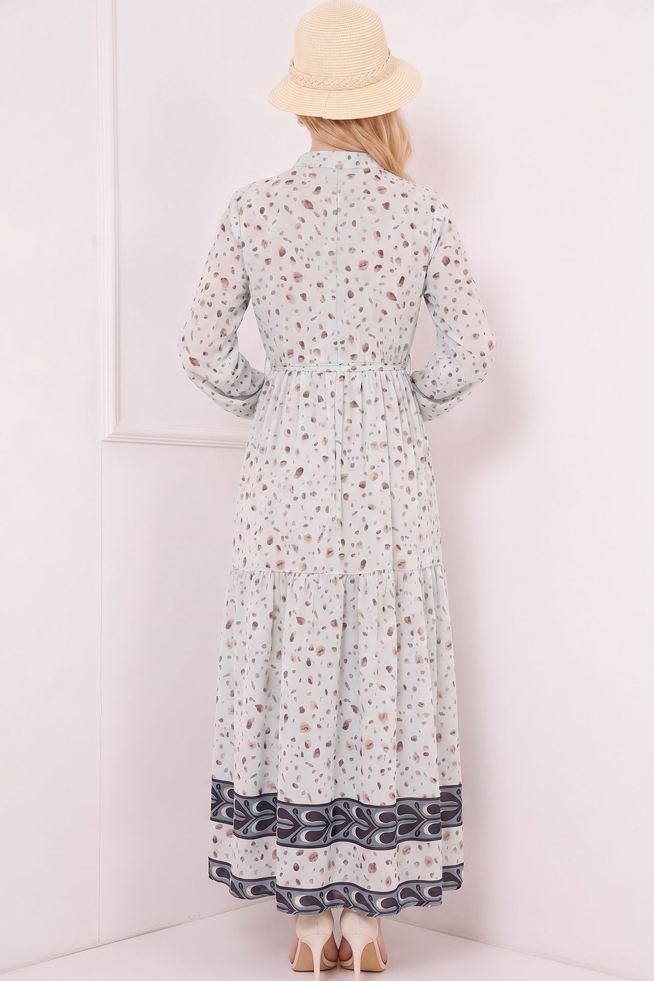 BDART Buttoned Crew Neck Maxi Dress with Waistband