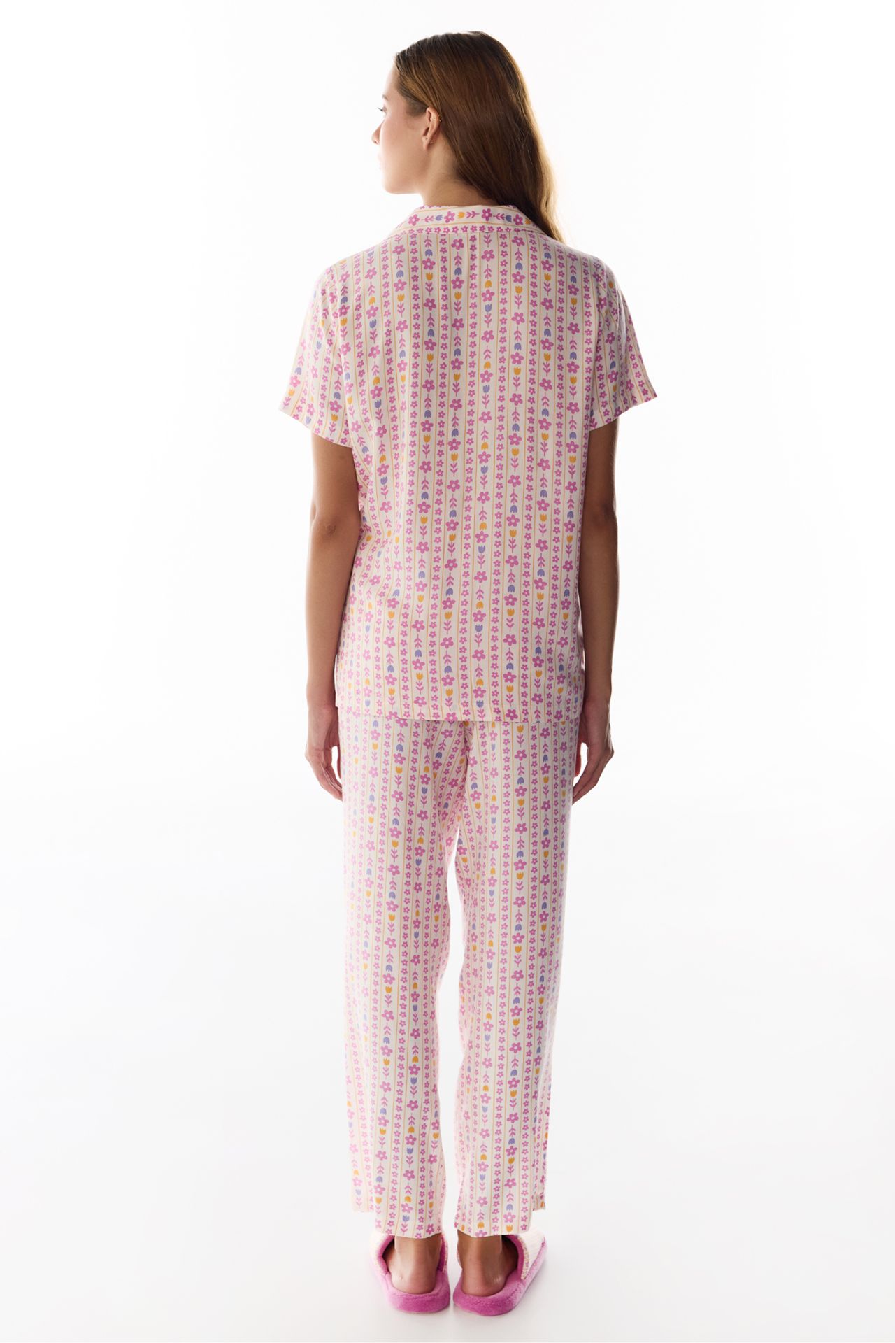 PENTI Flora Floral Short Sleeve Shirt Trousers Pajama Set 5