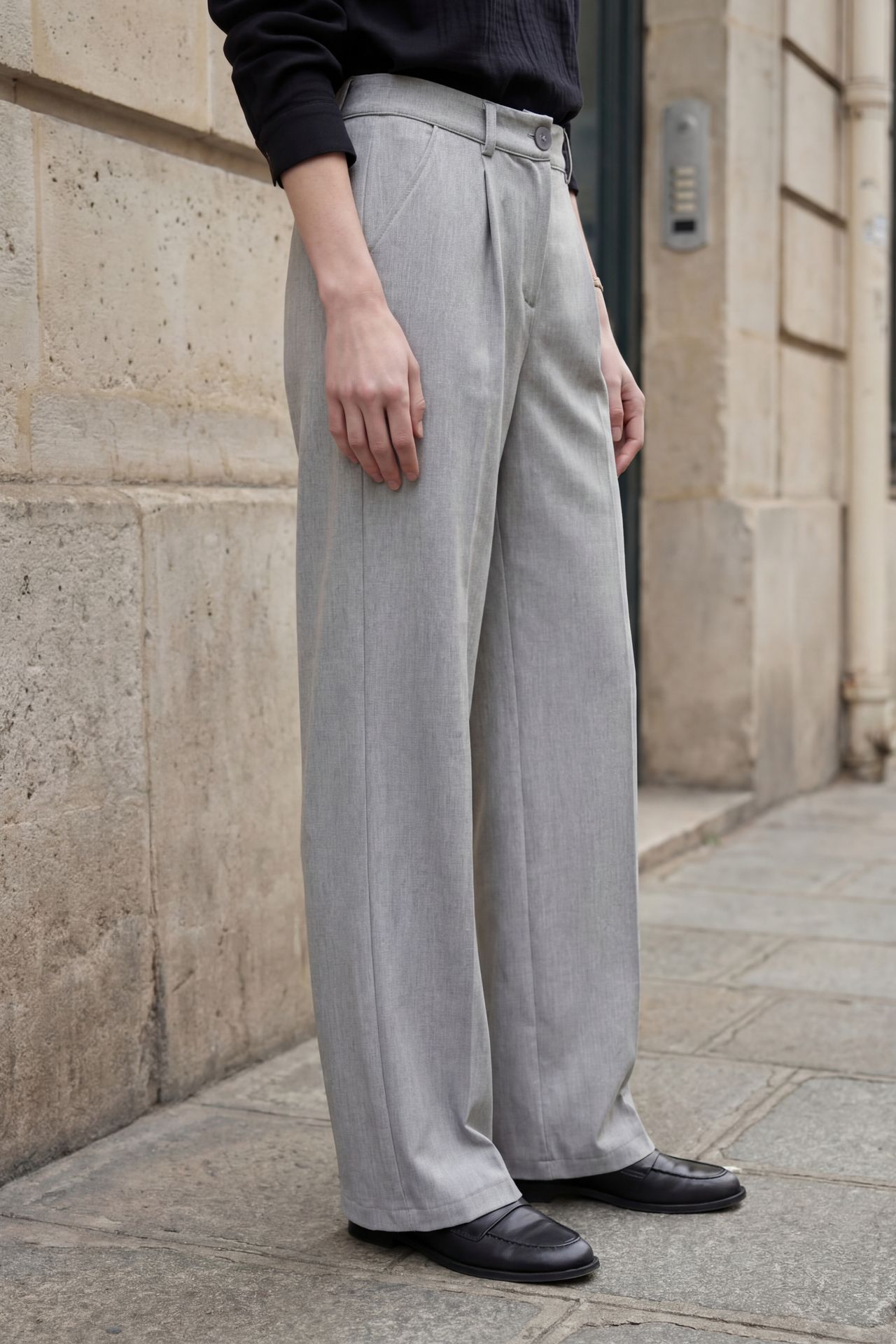 MY FASHION High Waist Pleated Straight Leg Trousers 4