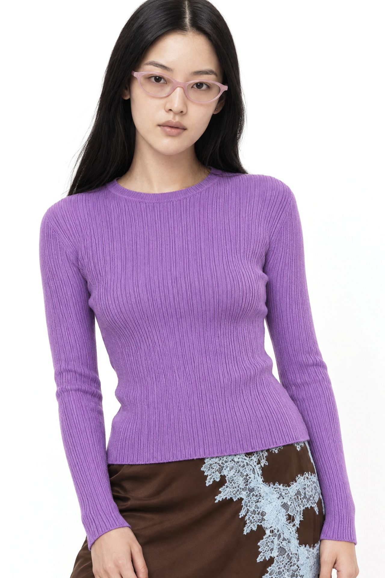 Mixray Soft Textured Ribbed Fitted Top 1