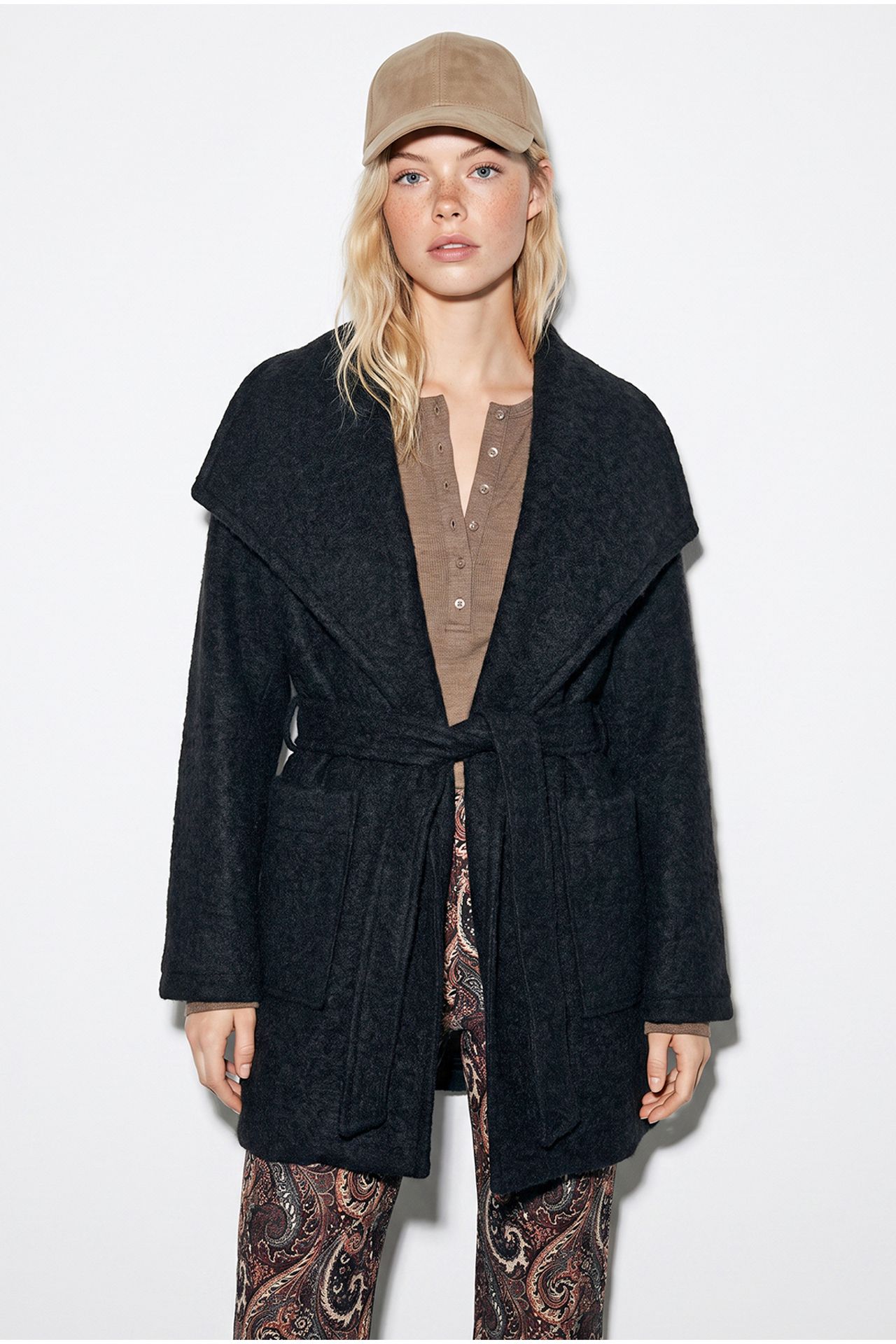 LUCCI Textured Midi Coat