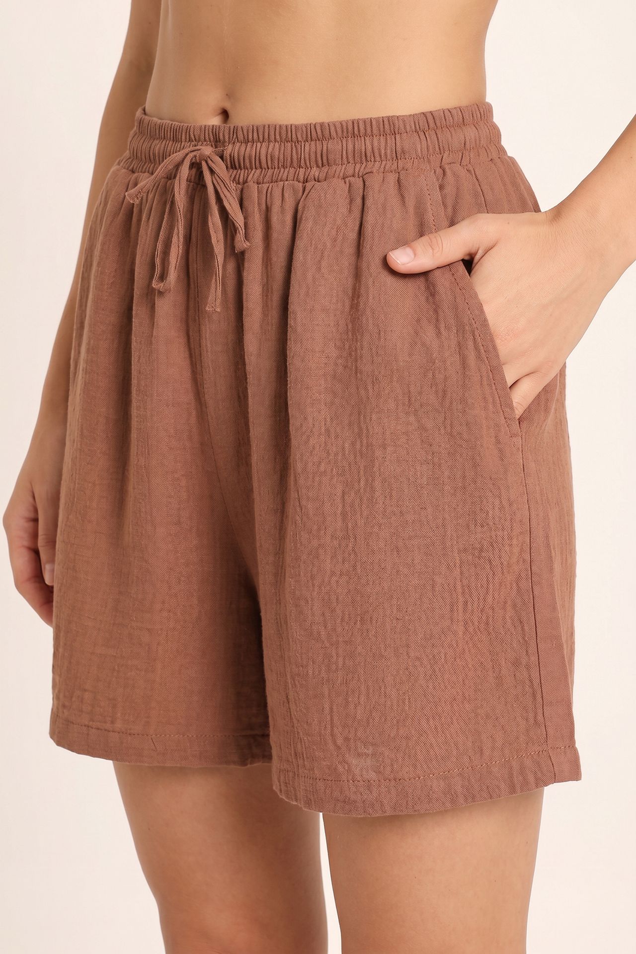 ISTANBUL High Waist Wide Leg Cotton Shorts