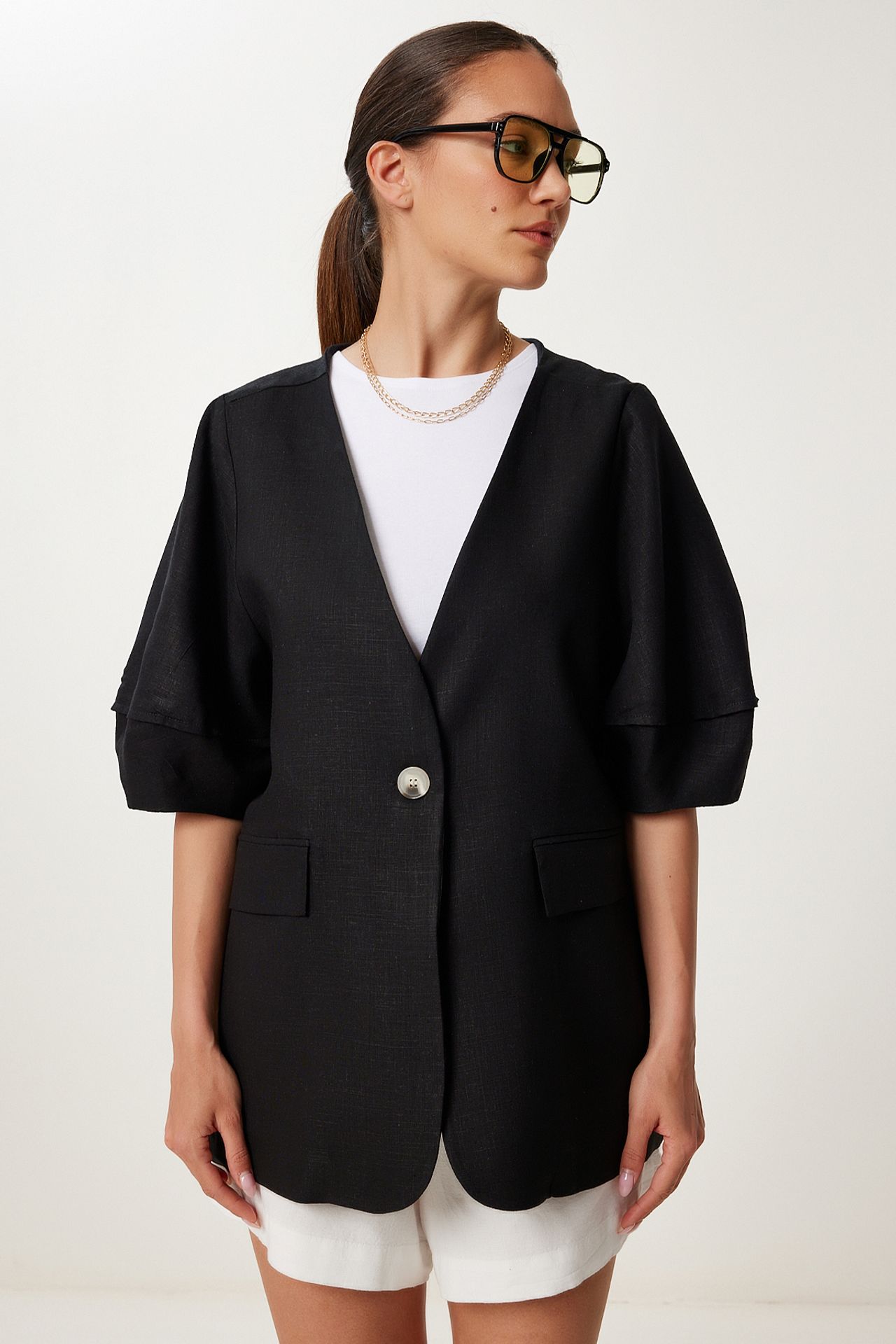 ISTANBUL Oversized woven jacket with button closure 3
