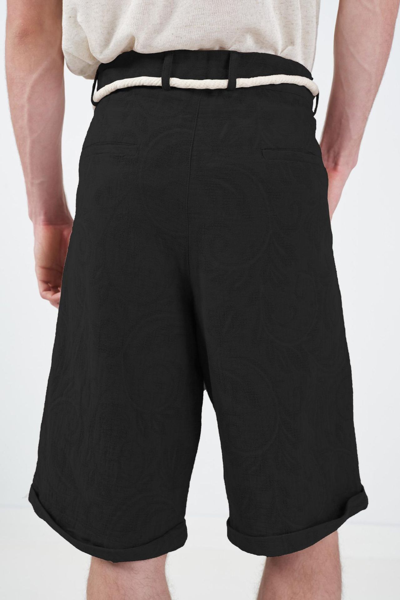 GIESTO Wide Leg Mid Waist Shorts with Tie Detail 3