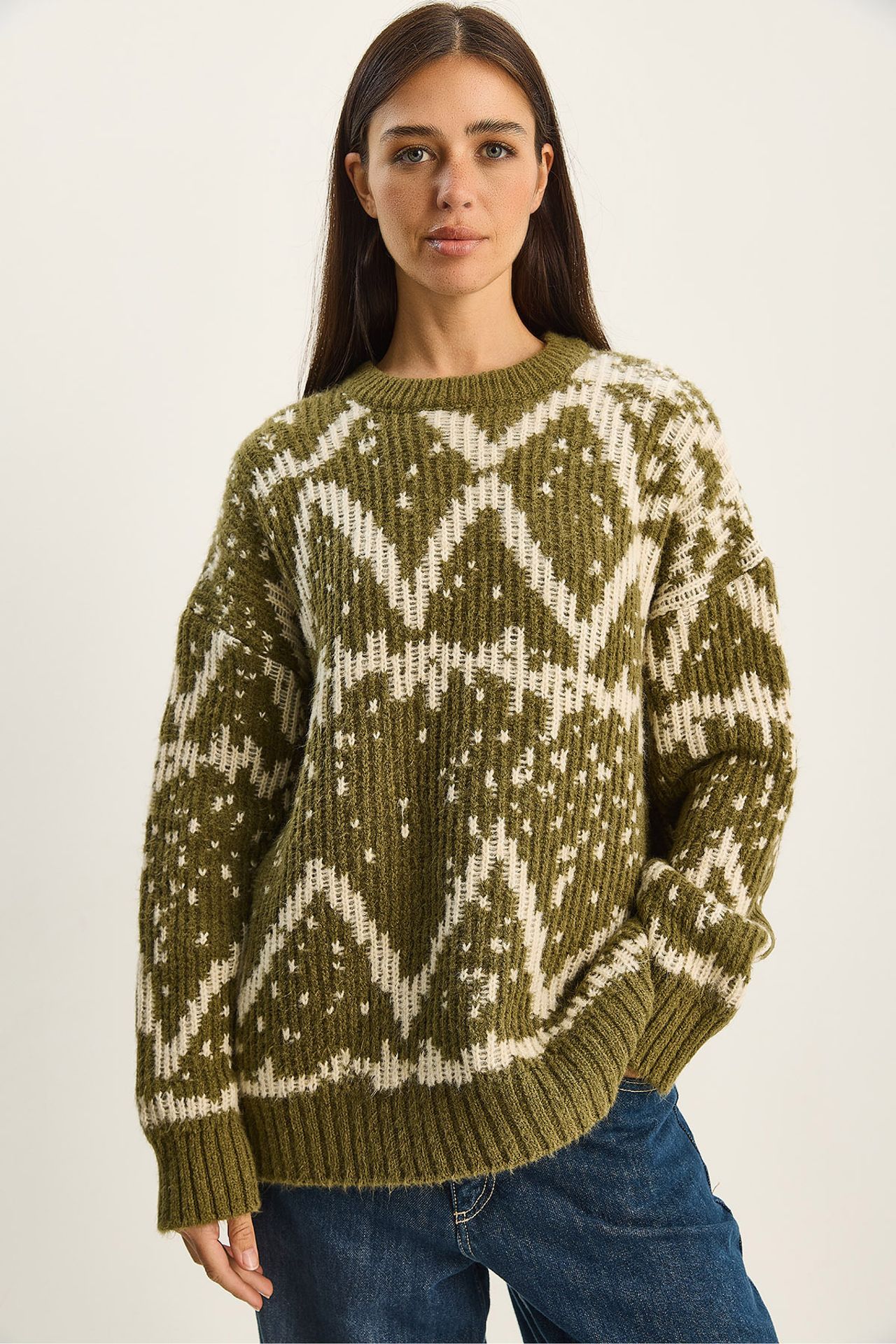LUCCI Oversized Ethnic Knit Sweater 1