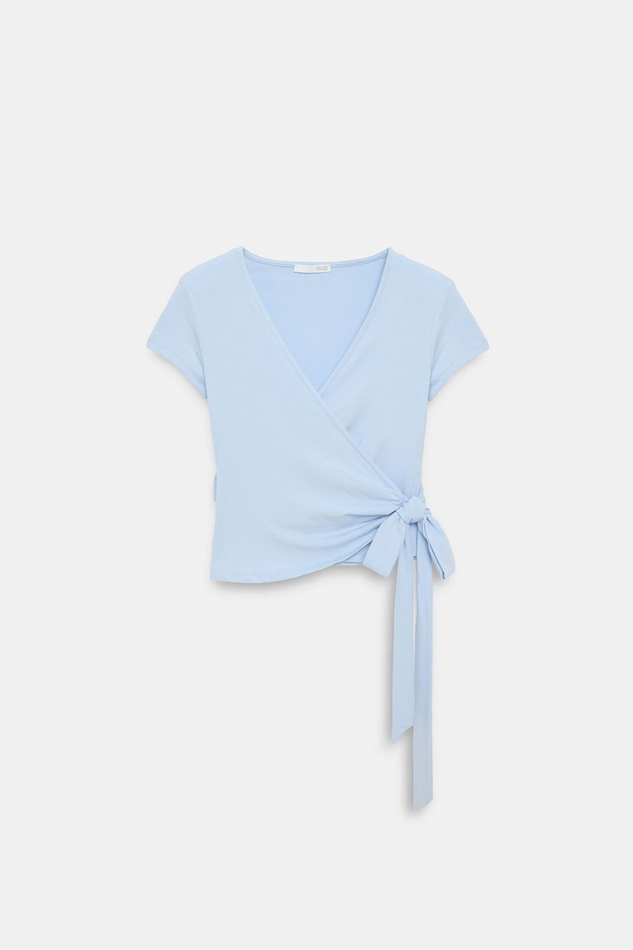 DILVIN Crop Wrap Blouse With Tie Detail 5