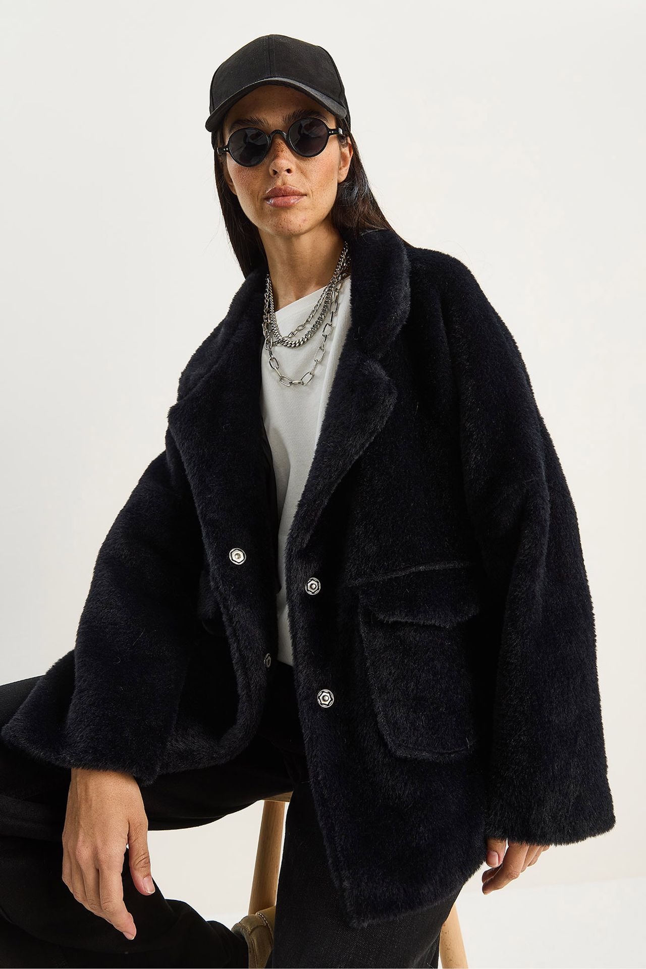 LUCCI Oversized Faux Fur Coat