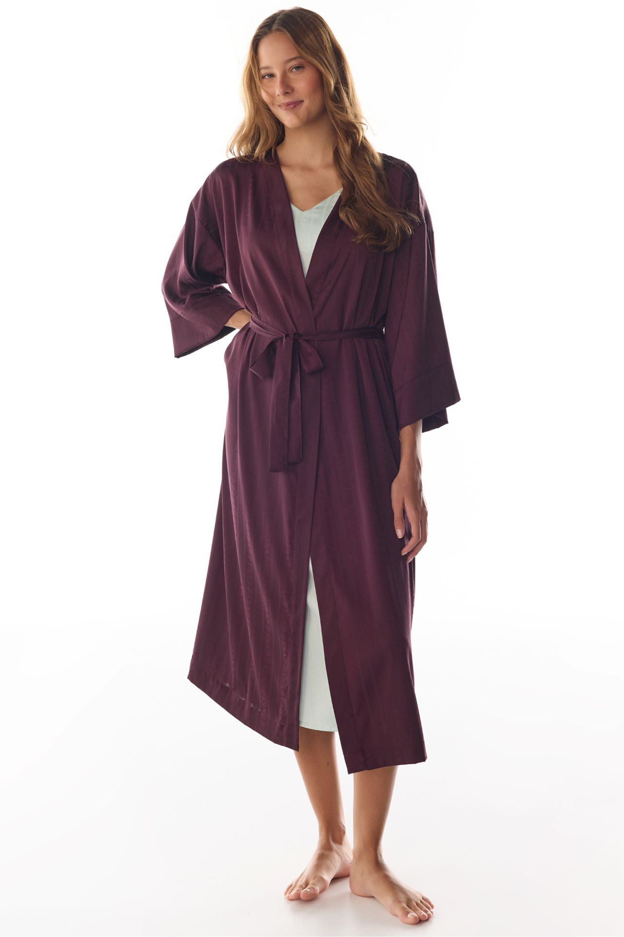 PENTI Aurora Floral-Sleeve Satin Robe 2