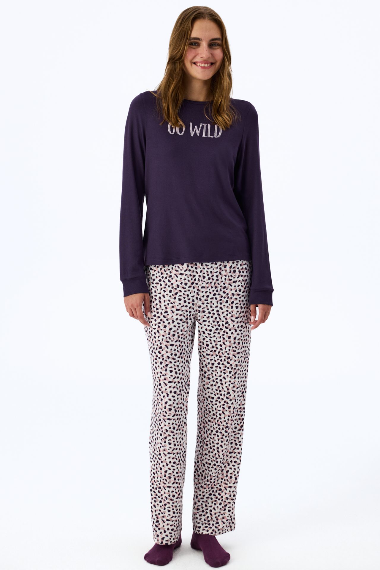 PENTI Midnight Mood Slogan Print Long Sleeve T-Shirt Pyjama Top 3