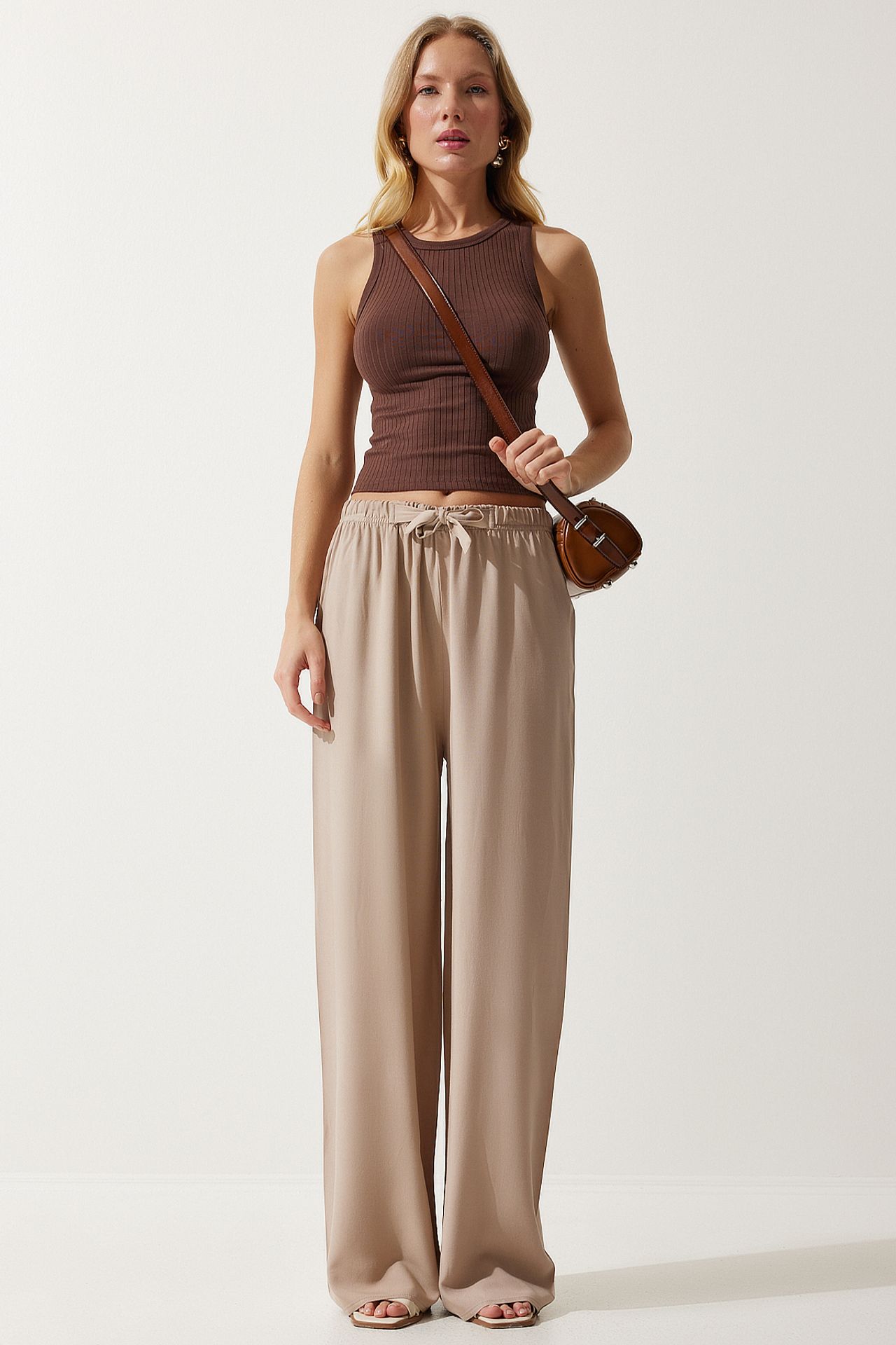 ISTANBUL Cotton Palazzo Trousers With Drawstring Waist 2