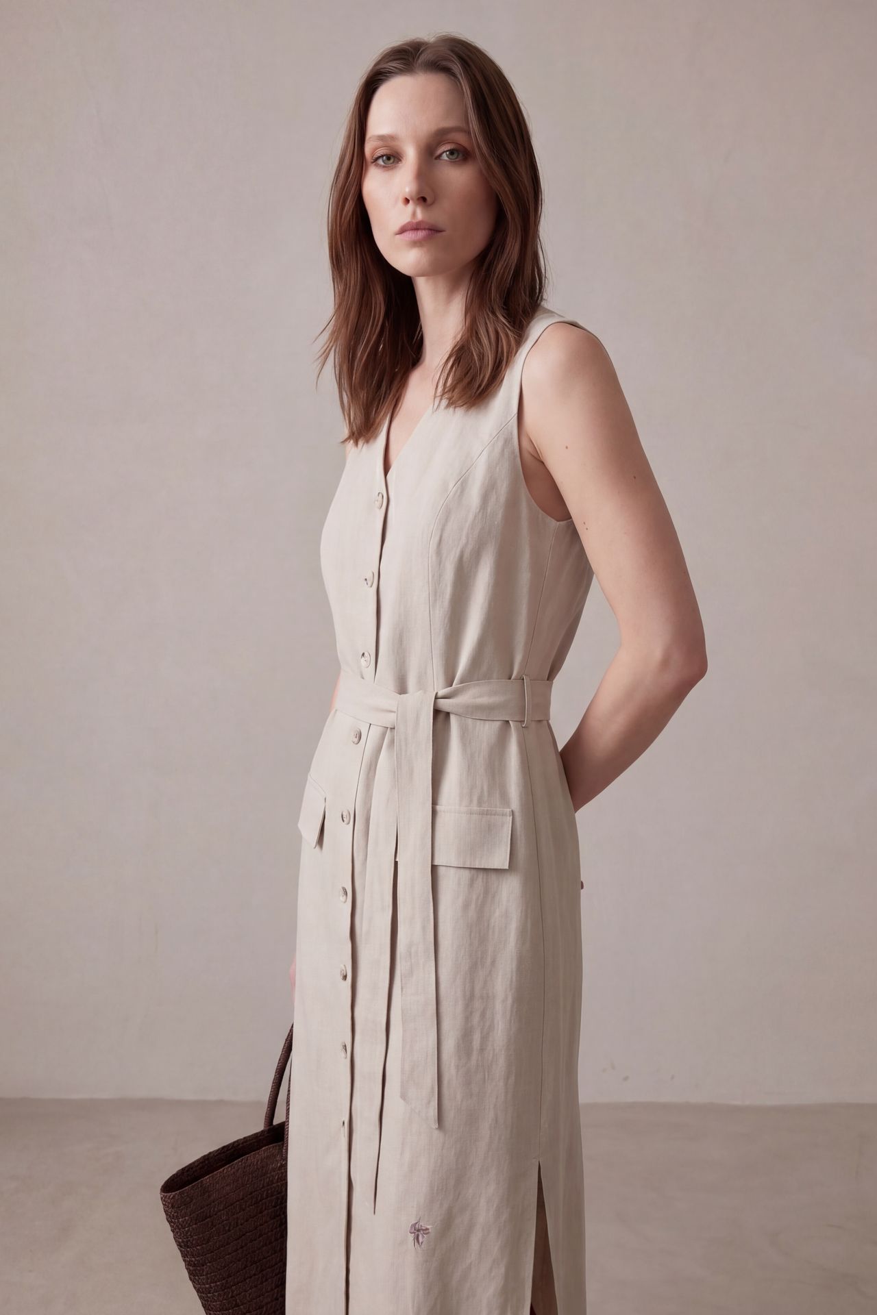 MY FASHION Women's Cotton Poplin Midi Shirt Dress 4