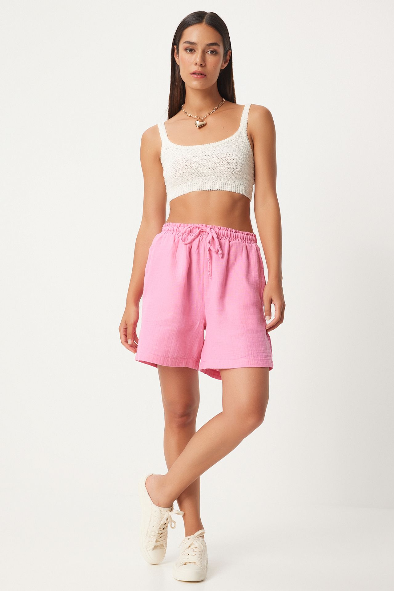 ISTANBUL High Waist Wide Leg Cotton Shorts 3