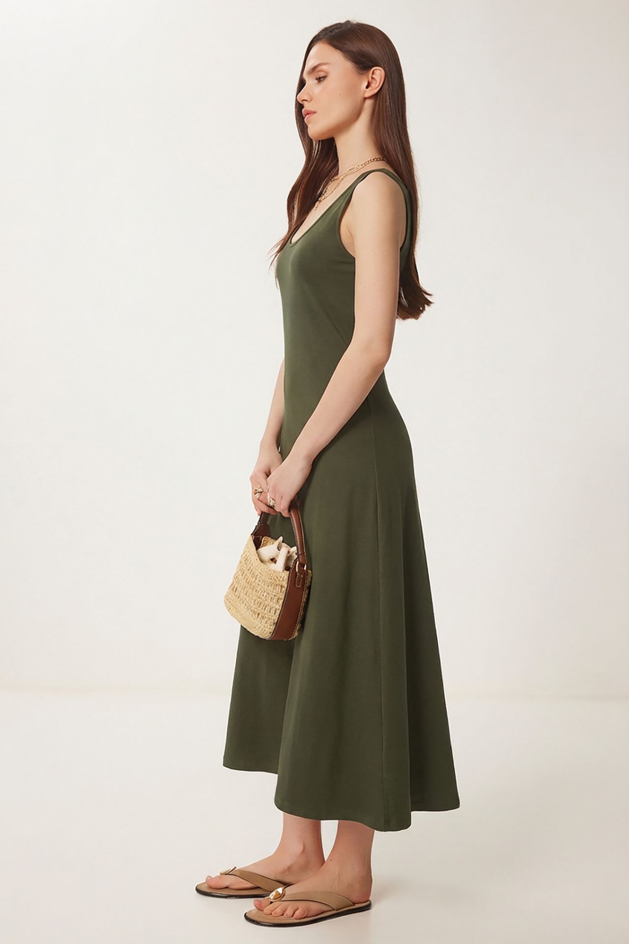 ISTANBUL U Collar Midi Dress 3
