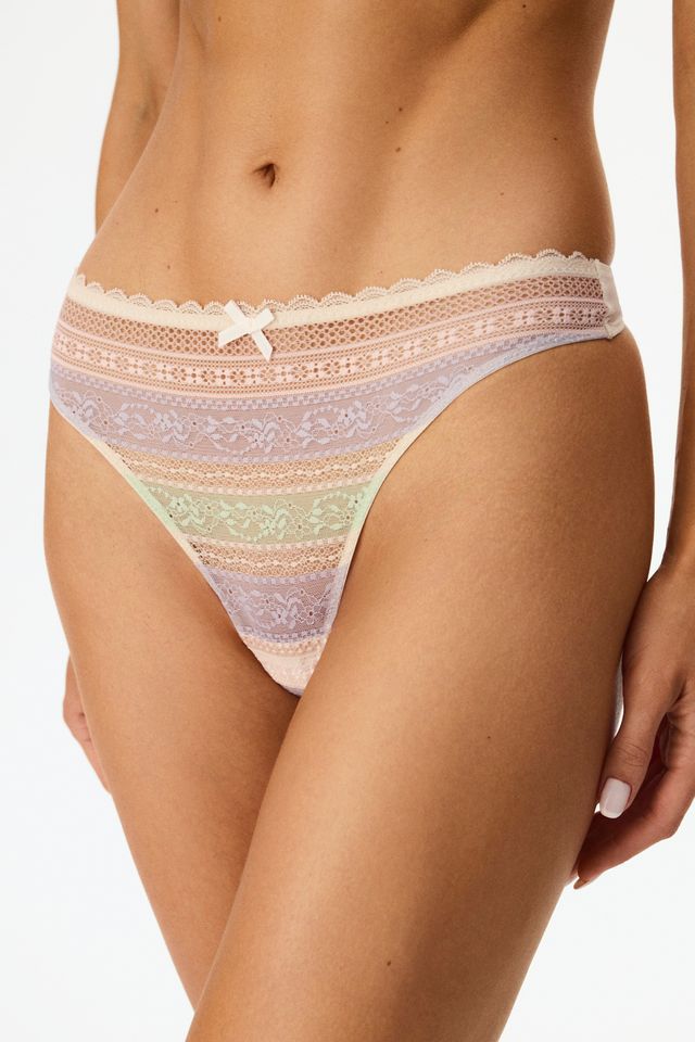 PENTI Lace Striped Thong