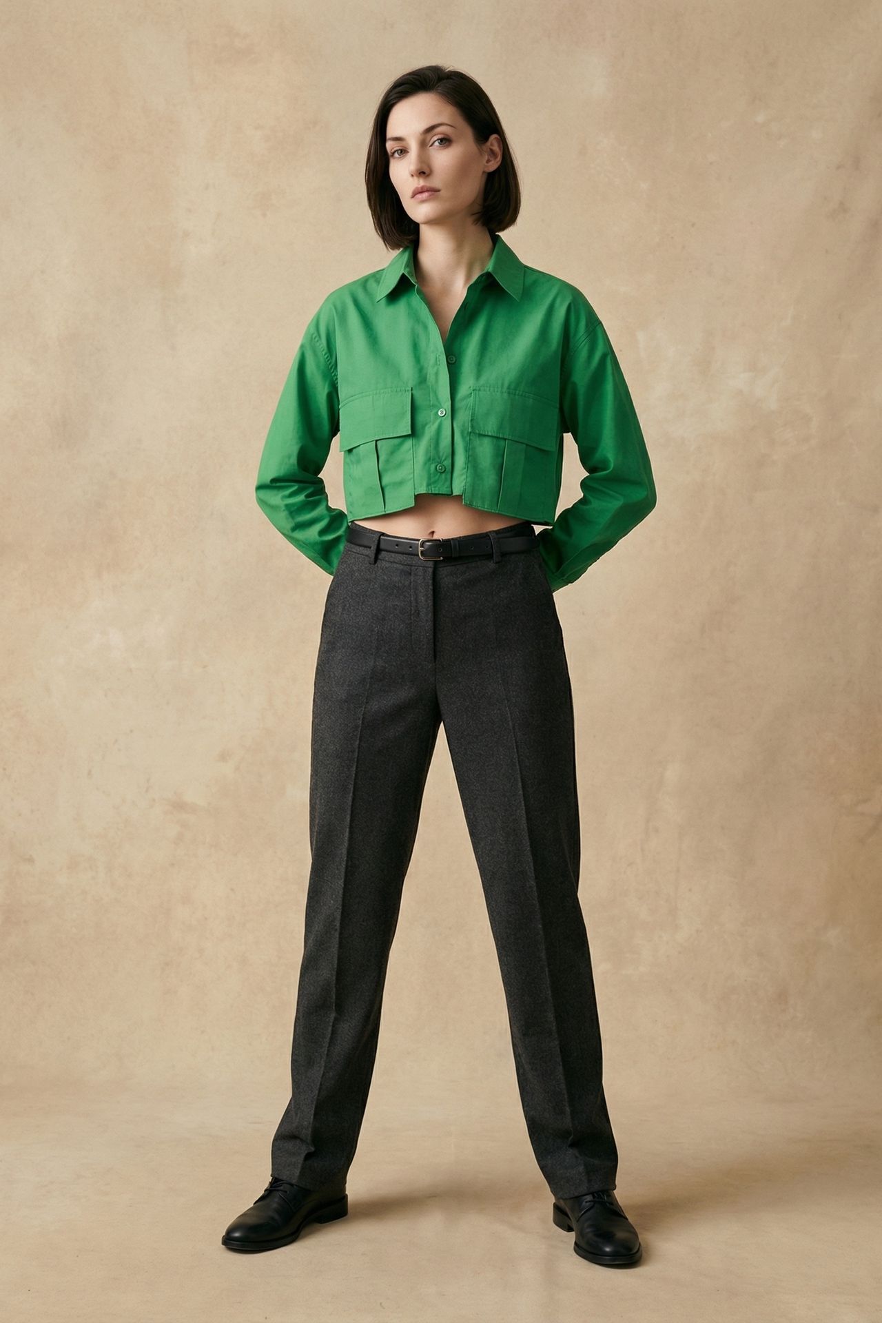 MY FASHION Cotton Poplin Crop Shirt 2