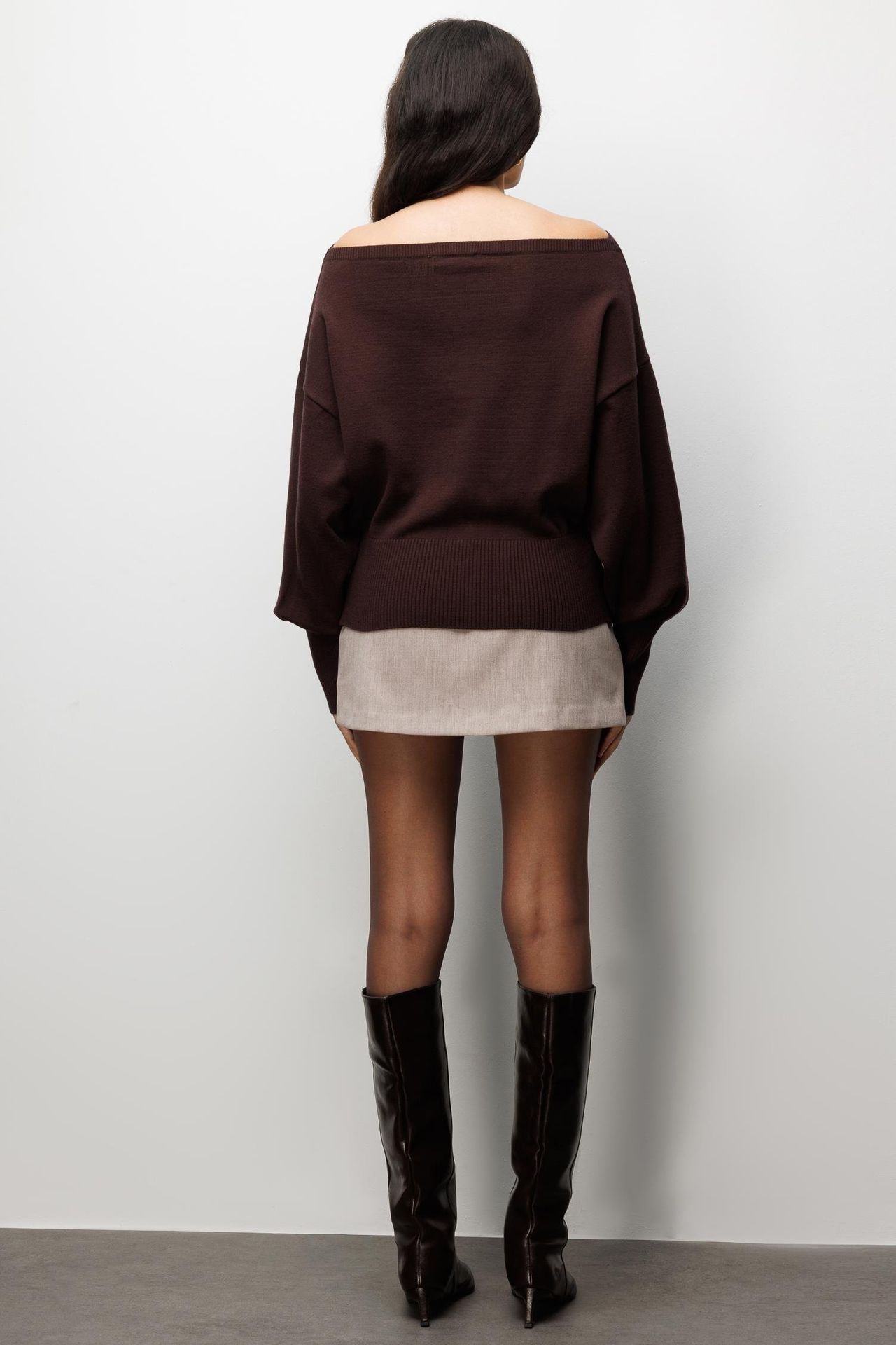 Mixray Ribbed Boat Neck Sweater 5