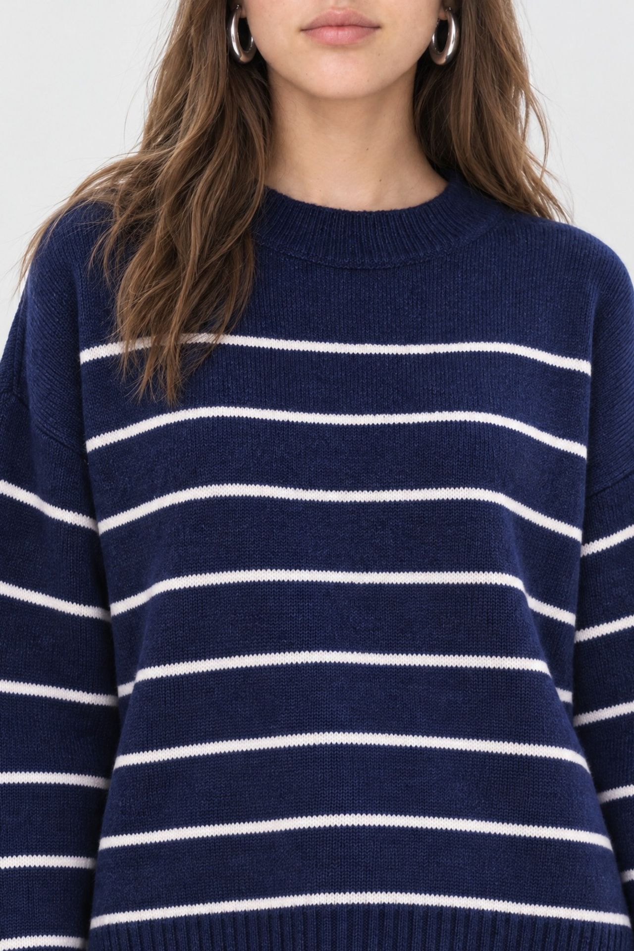 Striped Crew Neck Relaxed Knit Pullover Sweater 3