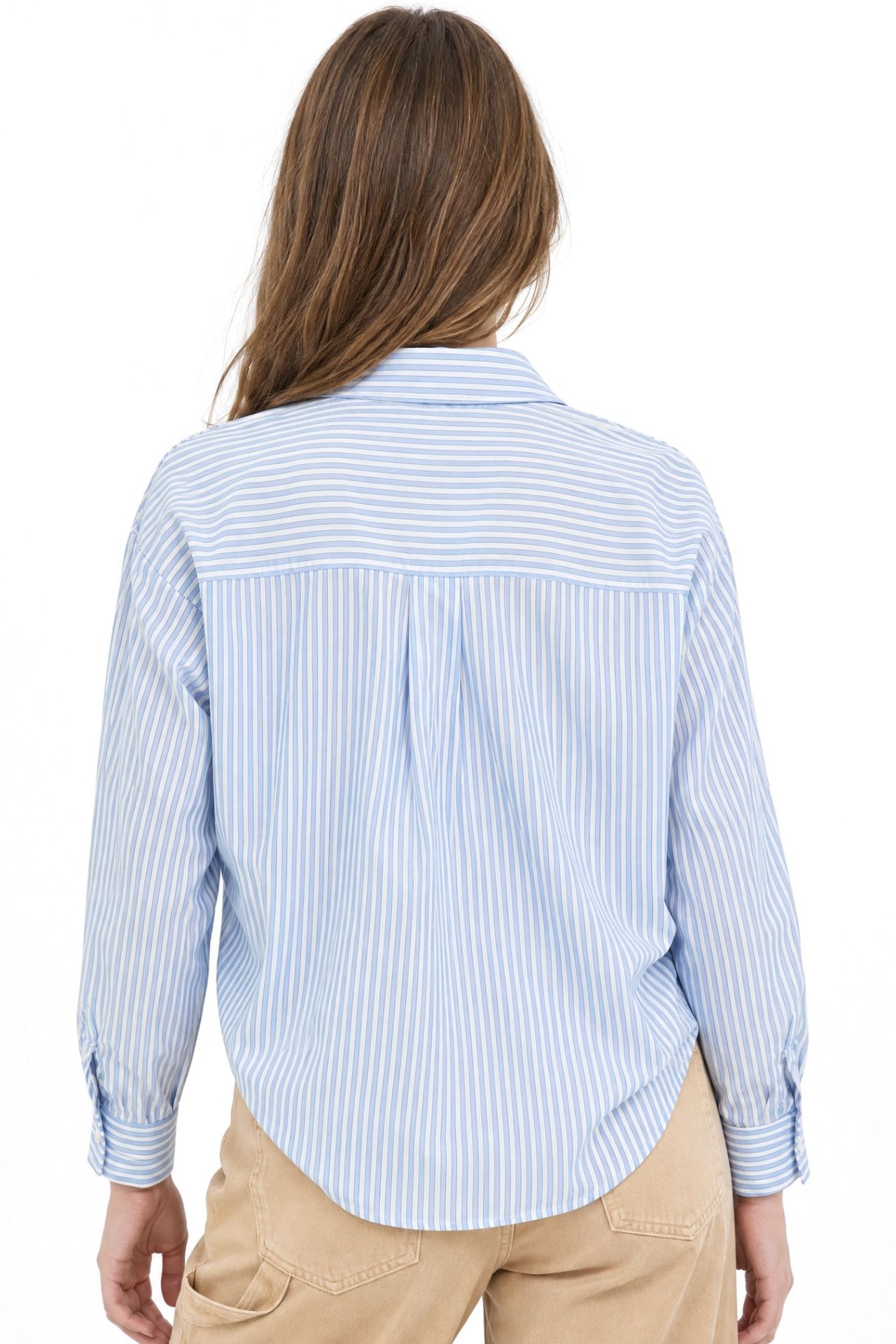 MIXRAY Women's Oversized Striped Shirt 3